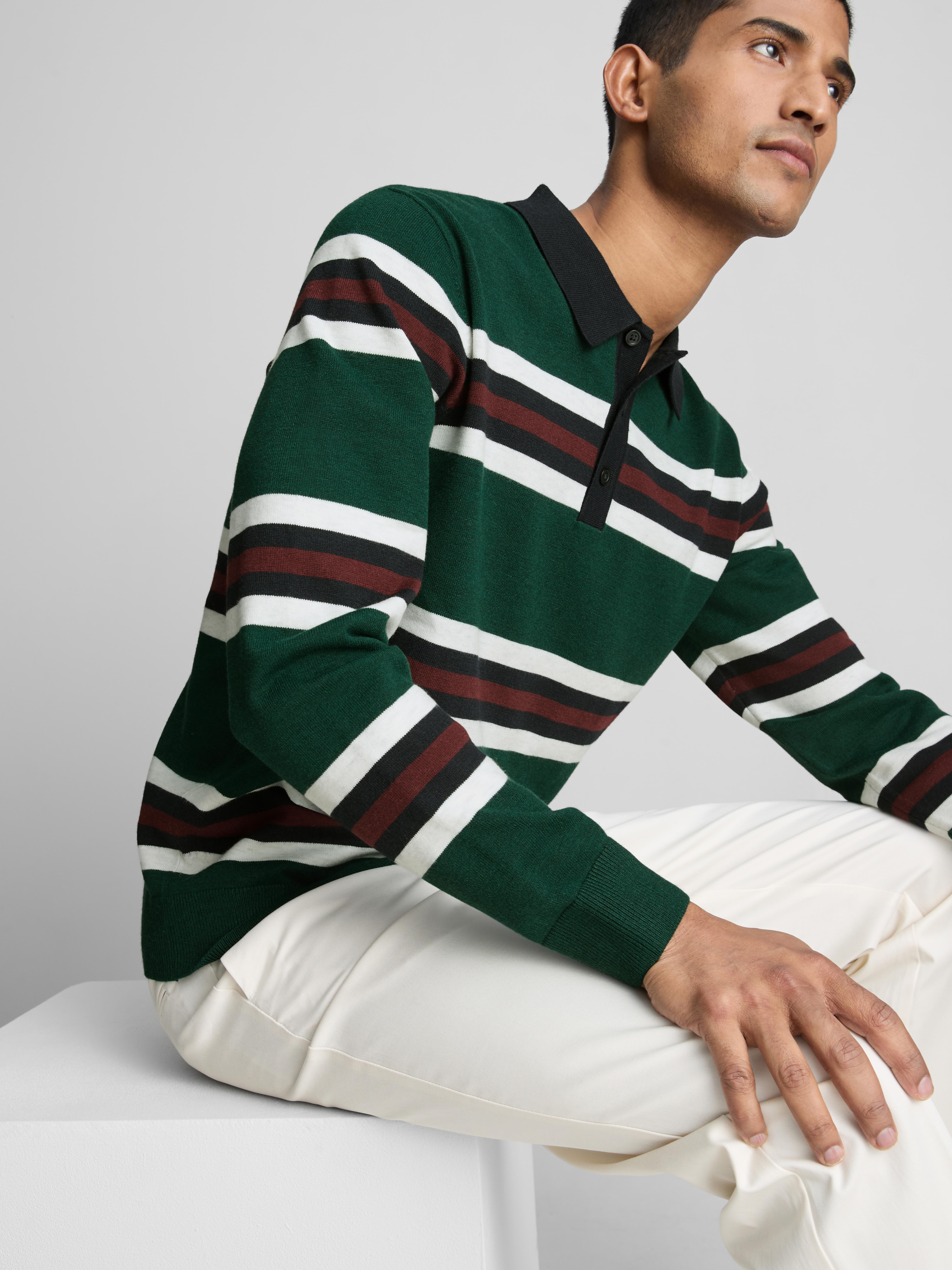 Stripe Knitted Collared Sweater