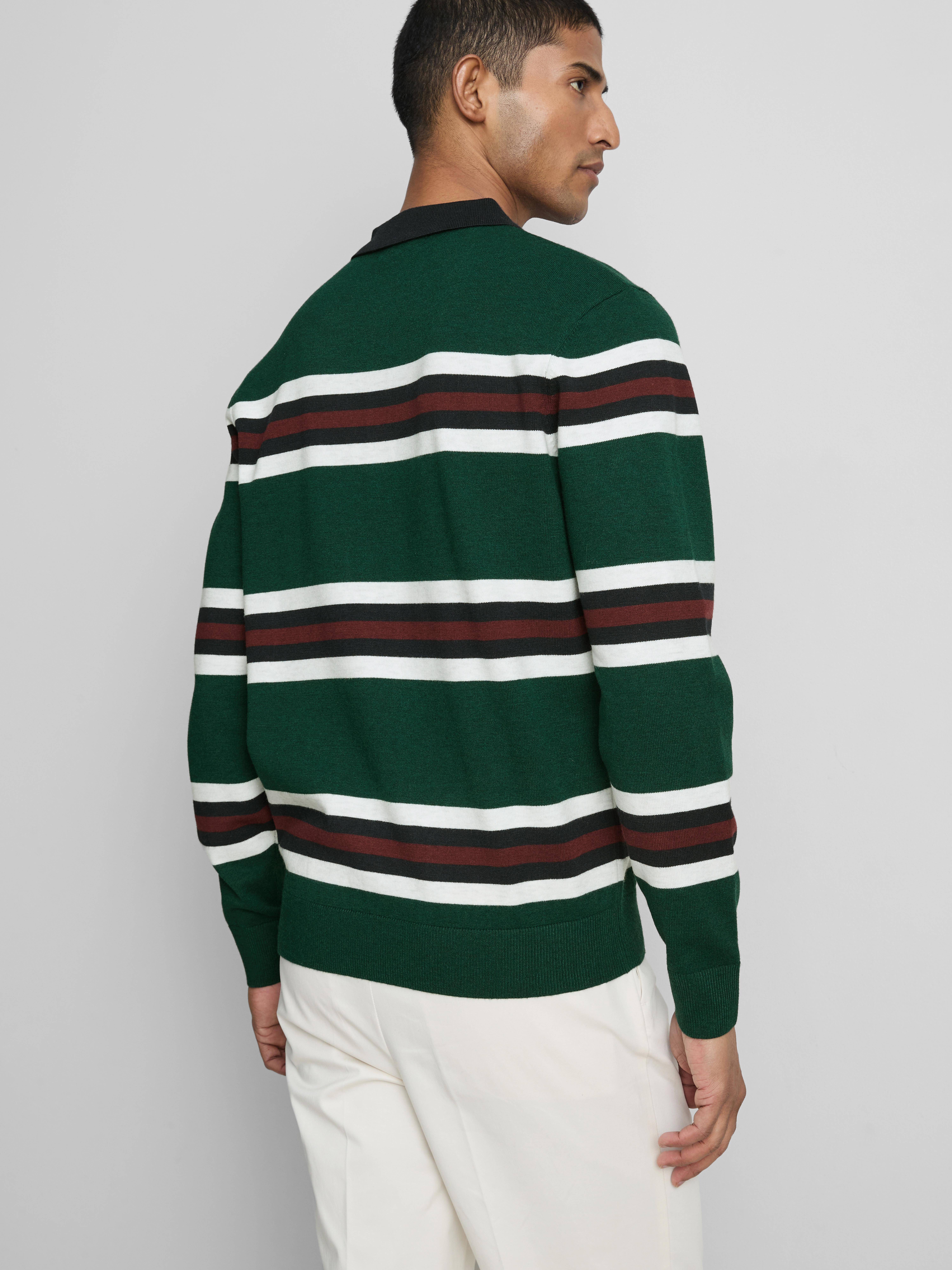 Stripe Knitted Collared Sweater