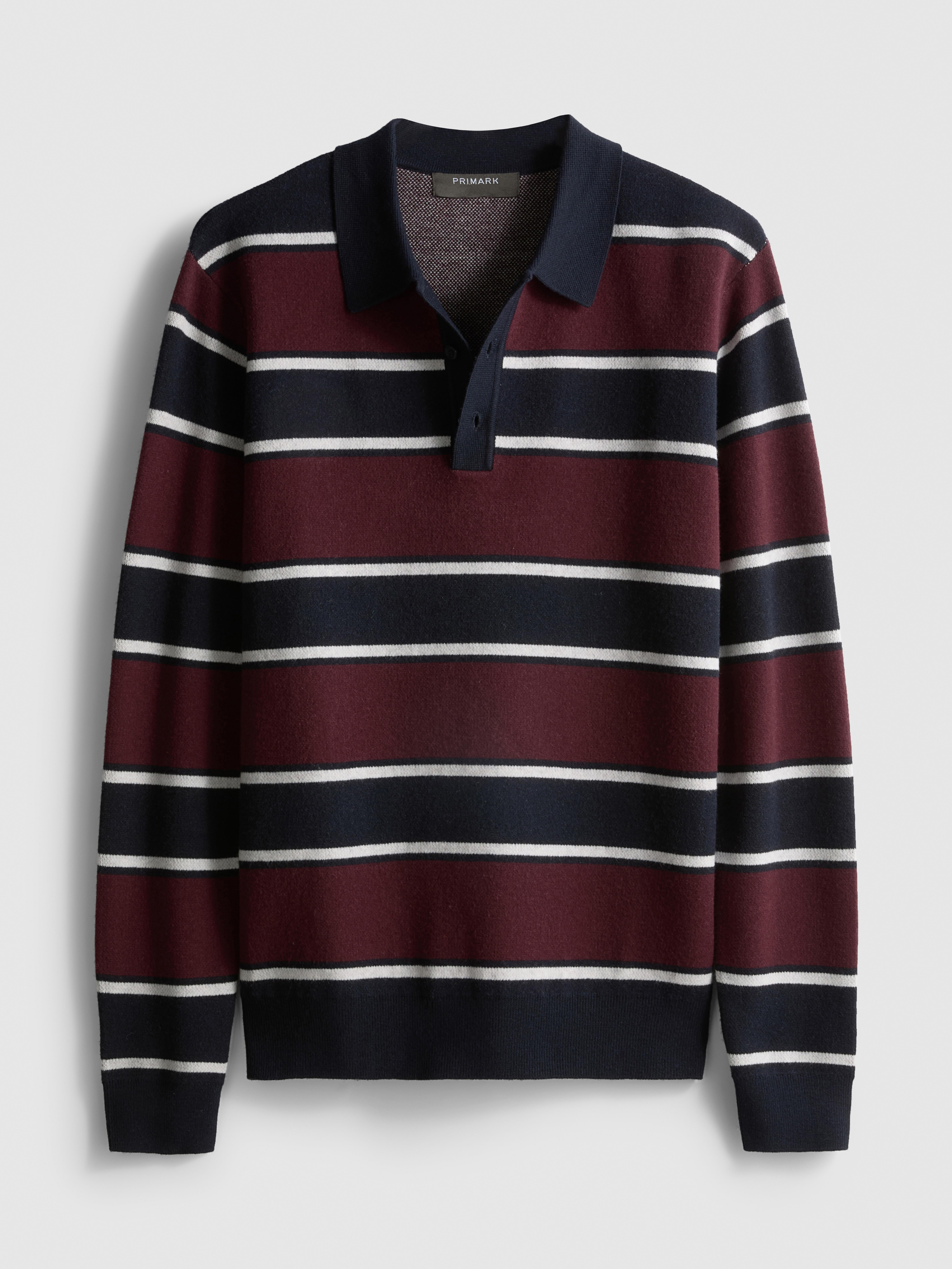 Gestrickter Polopullover mit Streifen