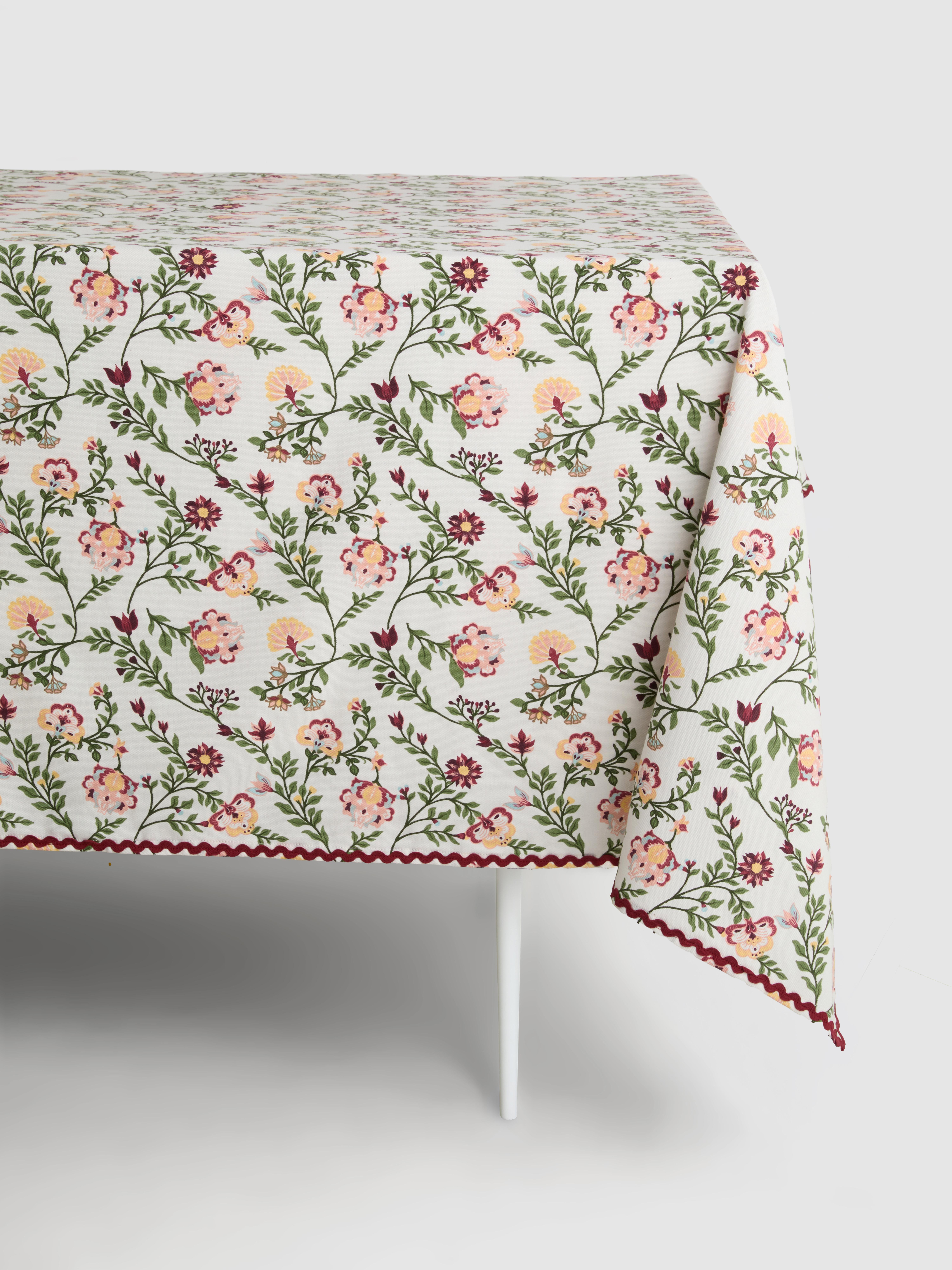 Floral Tablecloth With Ric Rac Trim
