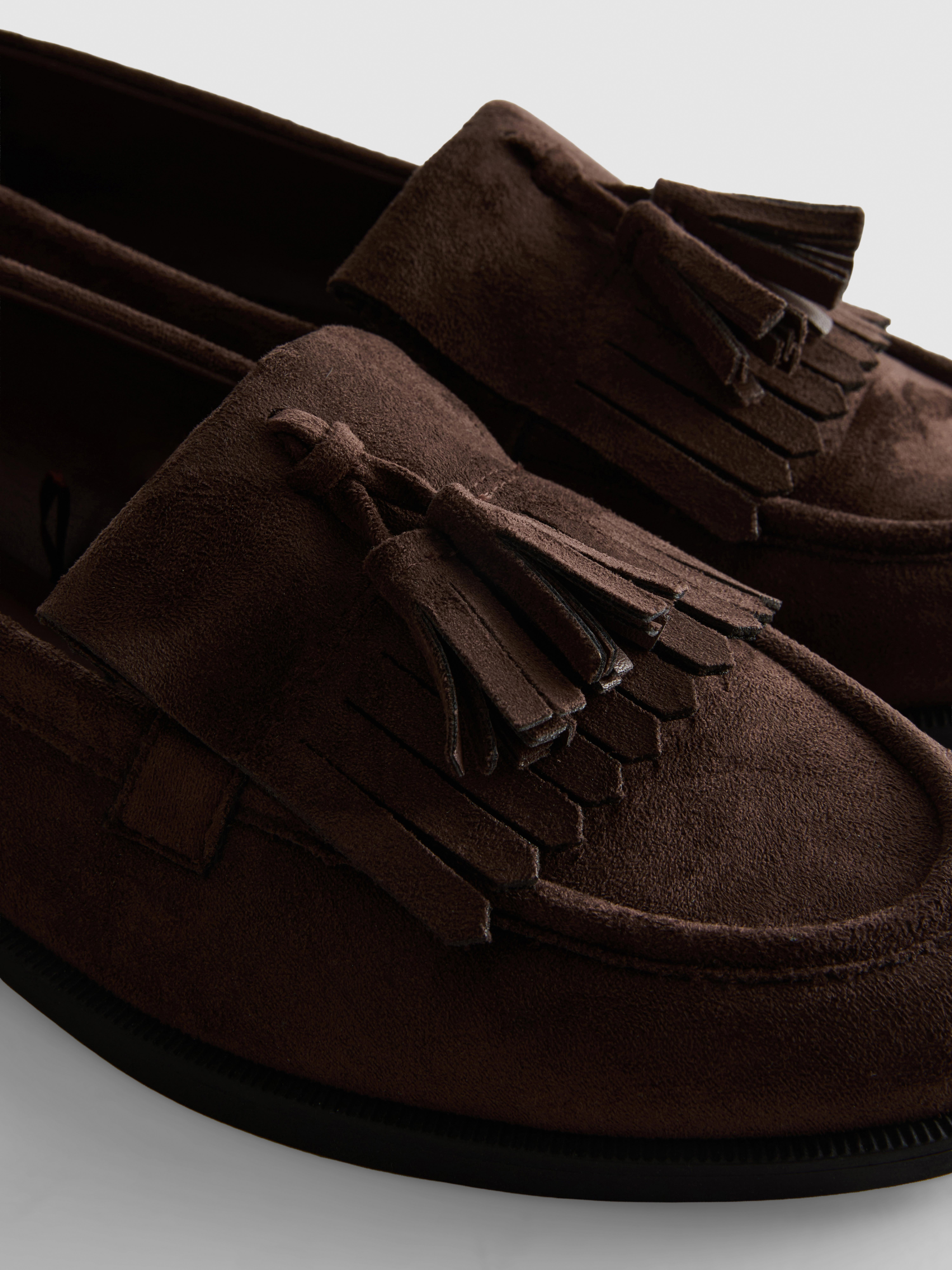 Faux Suede Fringe Loafers
