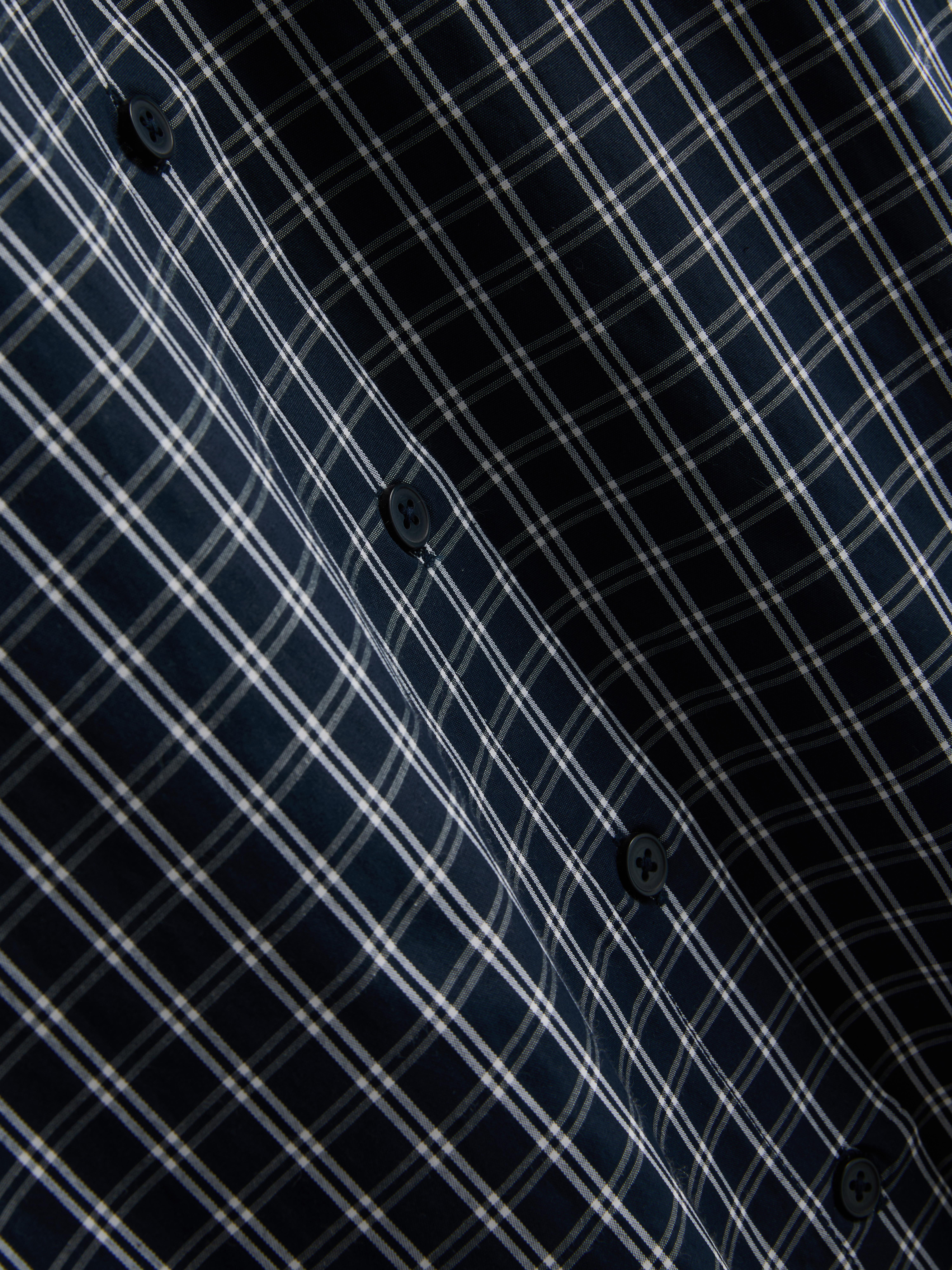 Cotton-Blend Tie-Neck Plaid Shirt