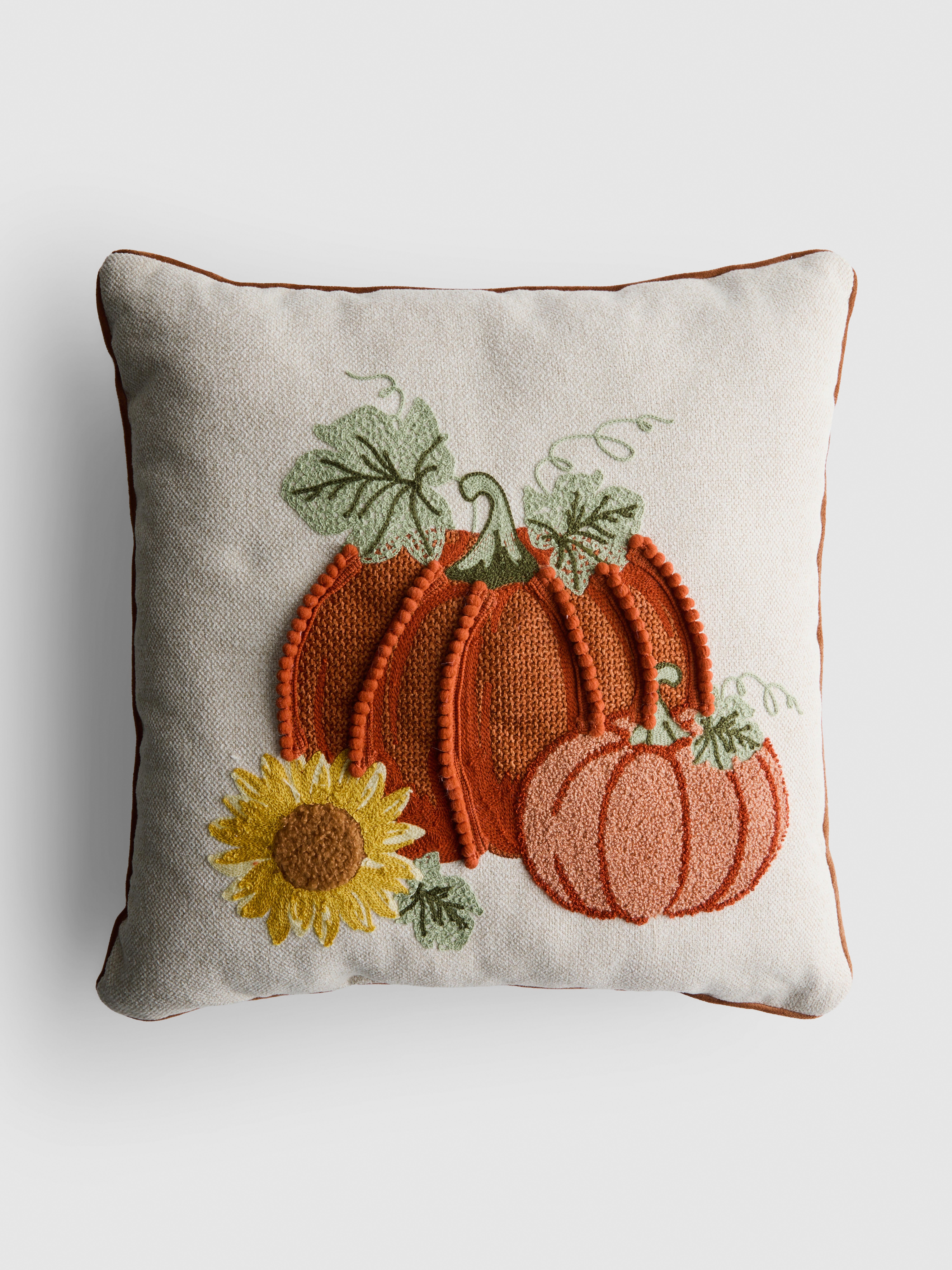 Embroidered Pumpkin Cushion