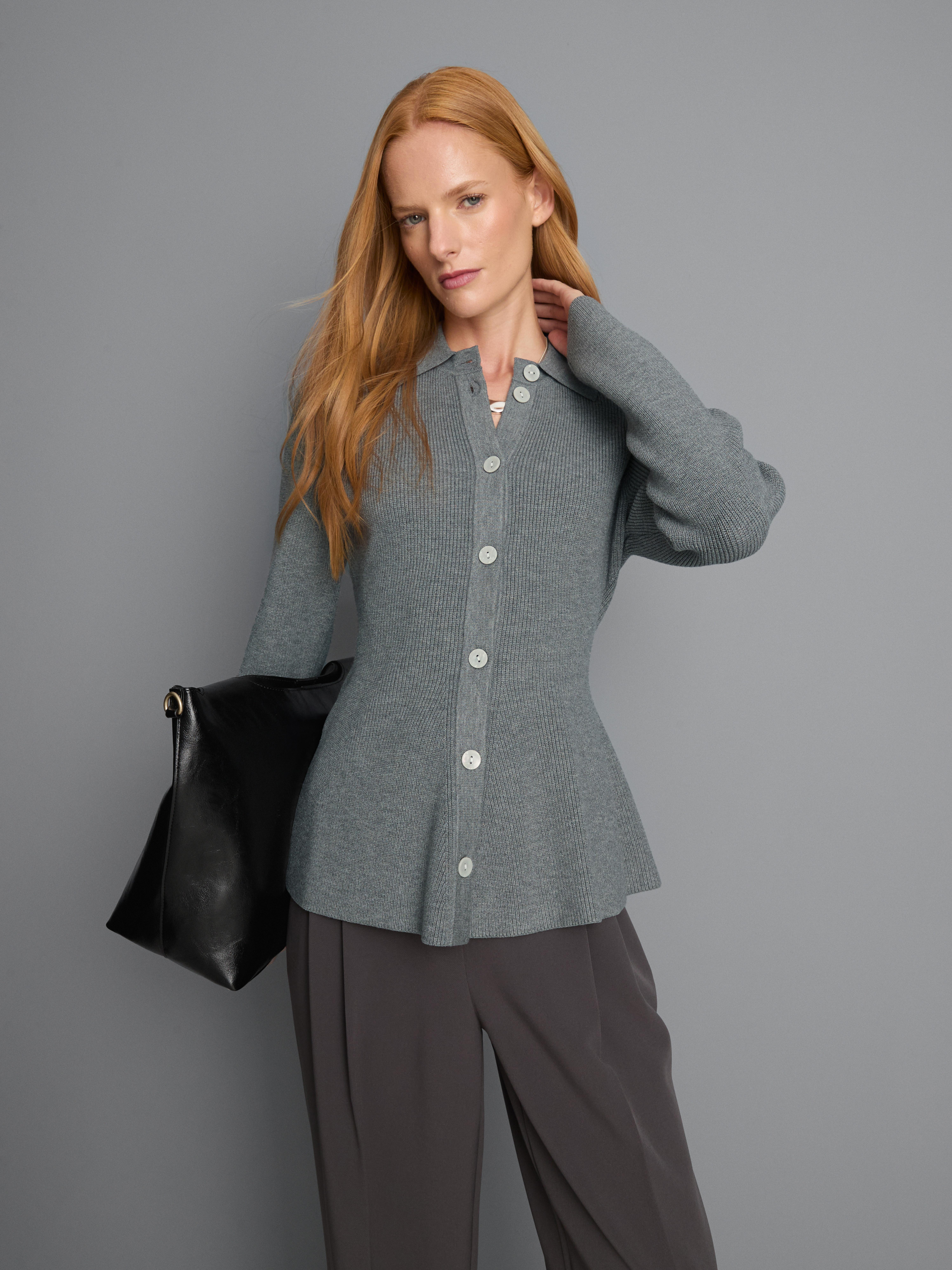 Knitted Peplum Cardigan