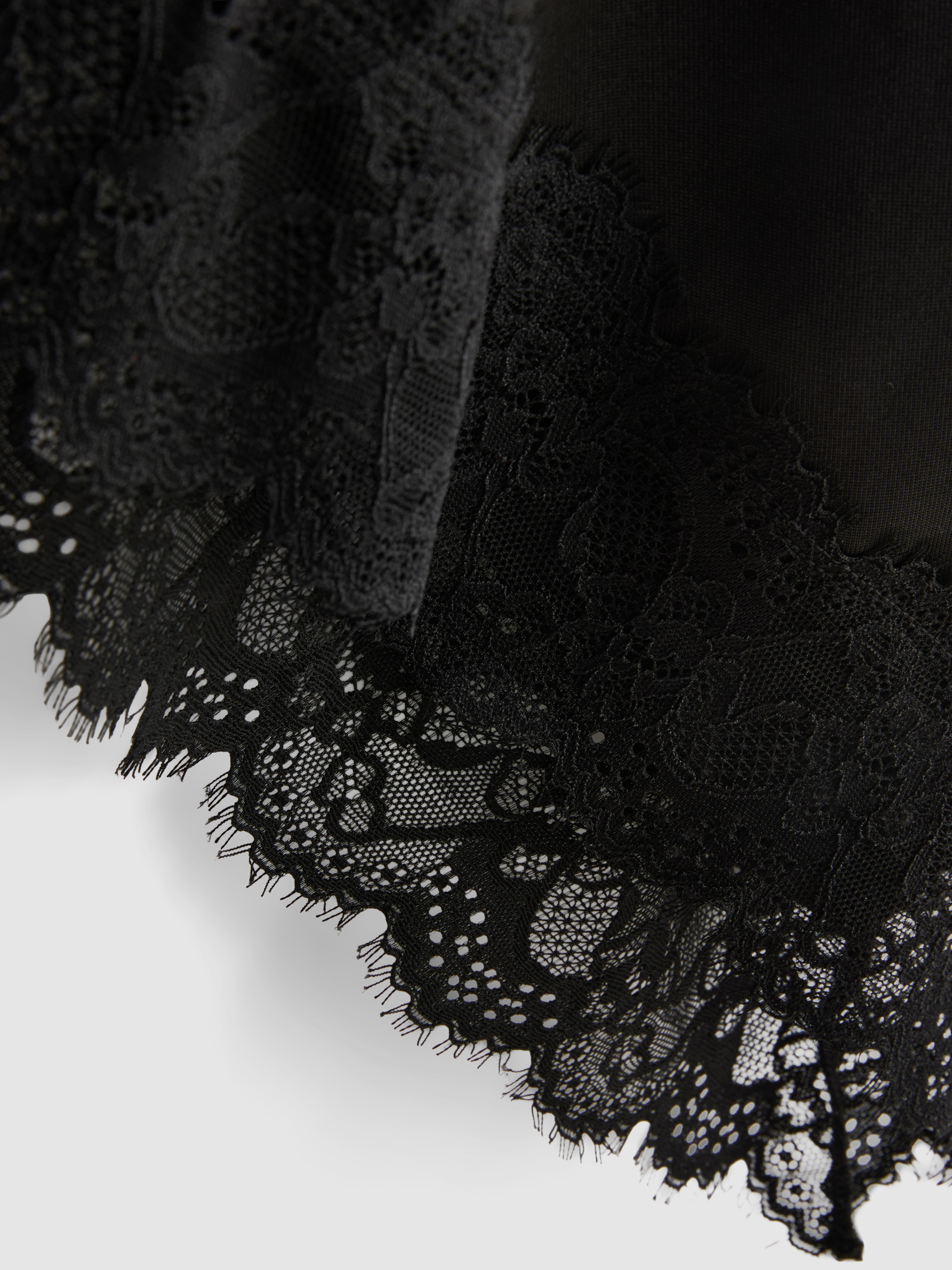 Womens Black Asymmetric Lace Trim Slip Midi Dress | Primark