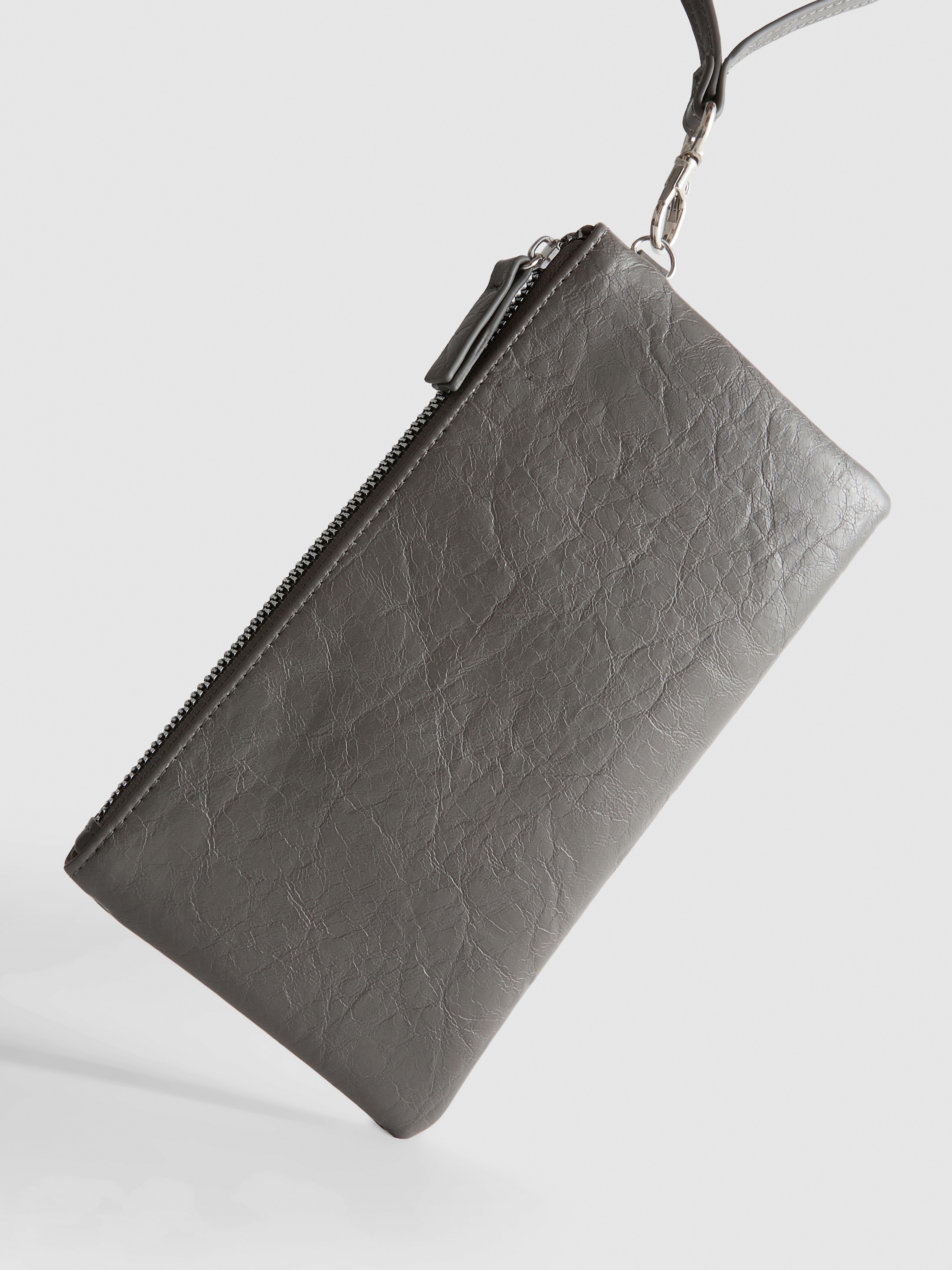 Crinkle-Effect Wristlet Purse