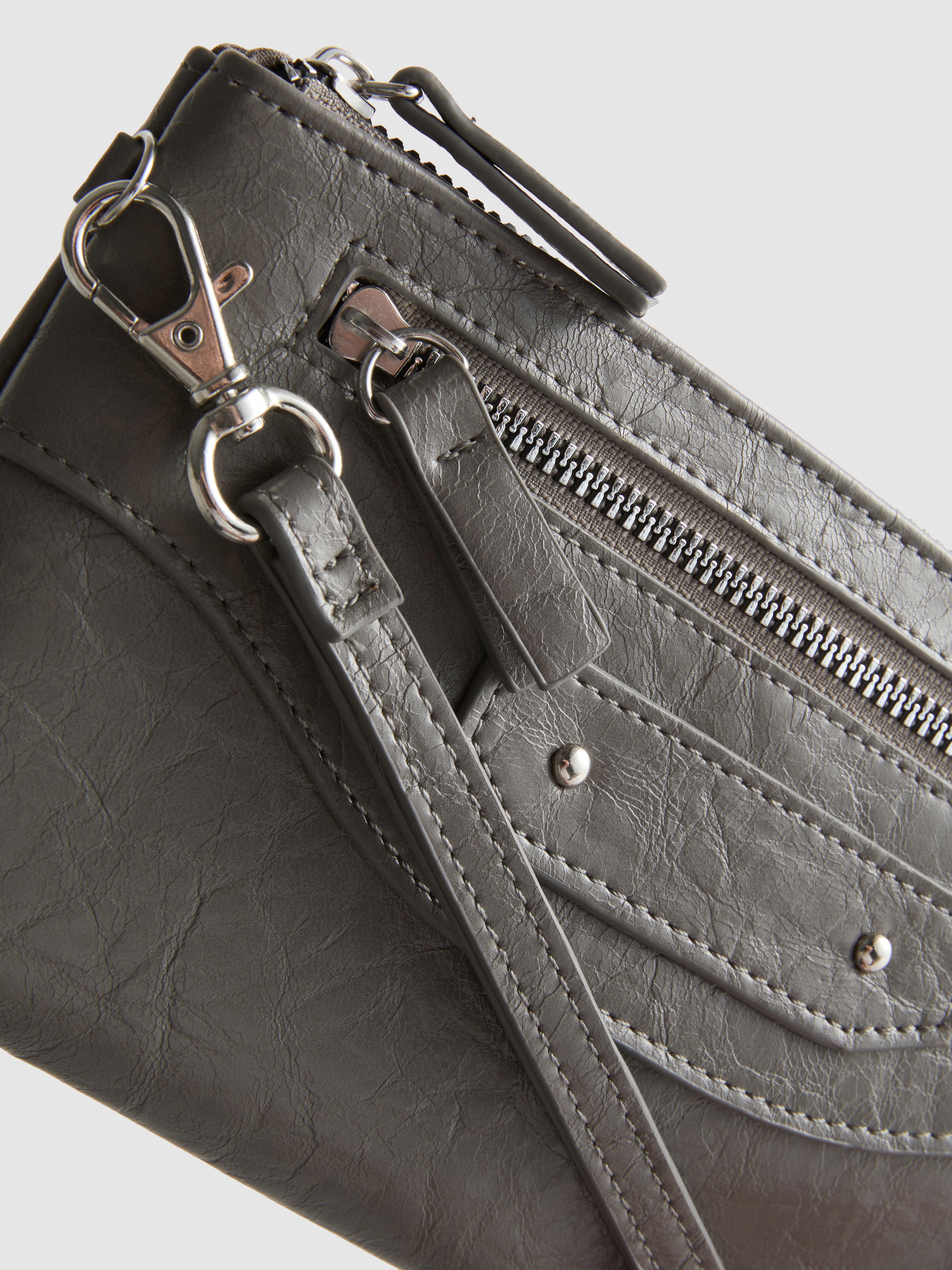 Crinkle-Effect Wristlet Purse