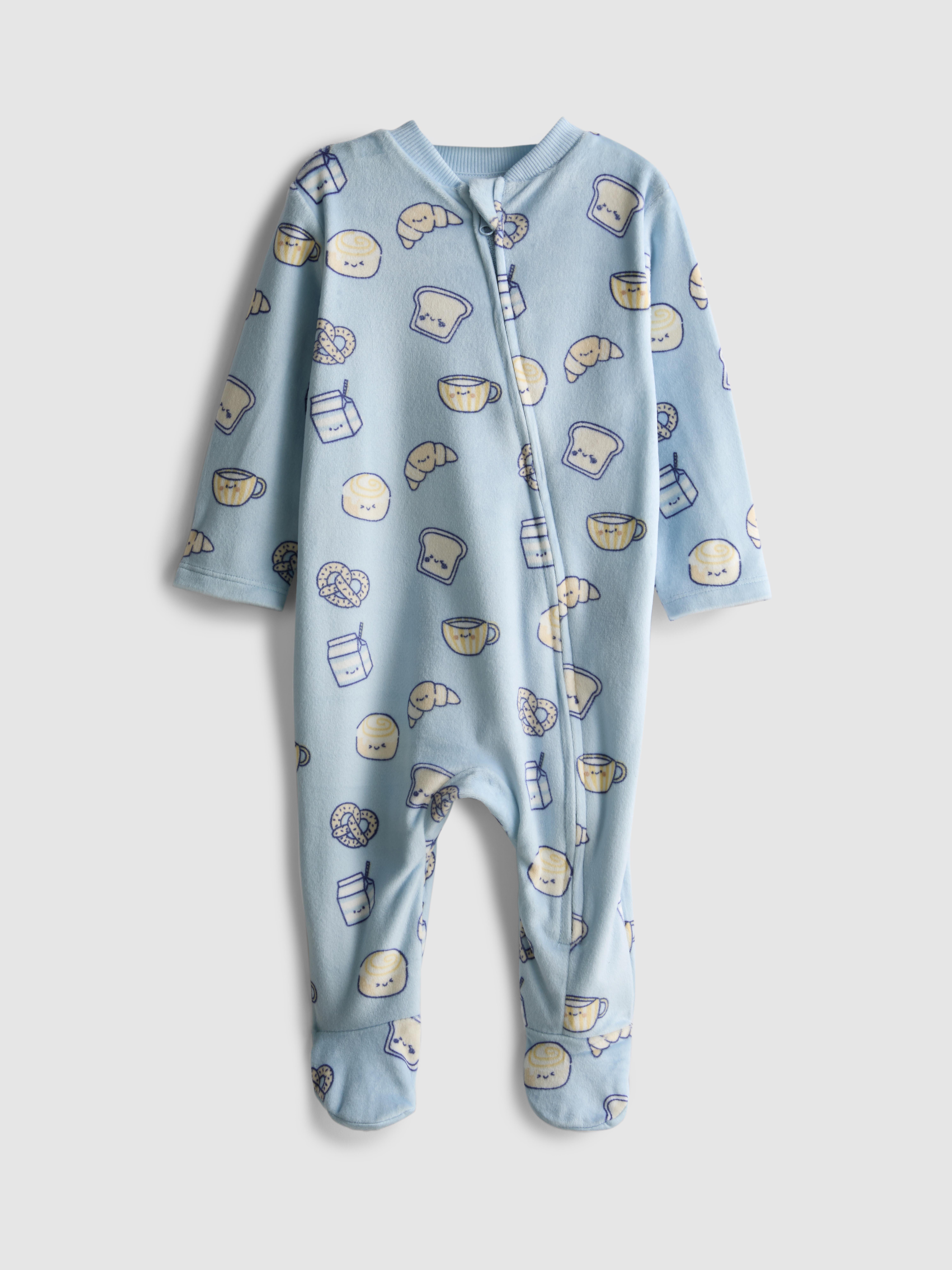 0-24mths | Food Graphic Cosy Zip-Up Sleepsuit