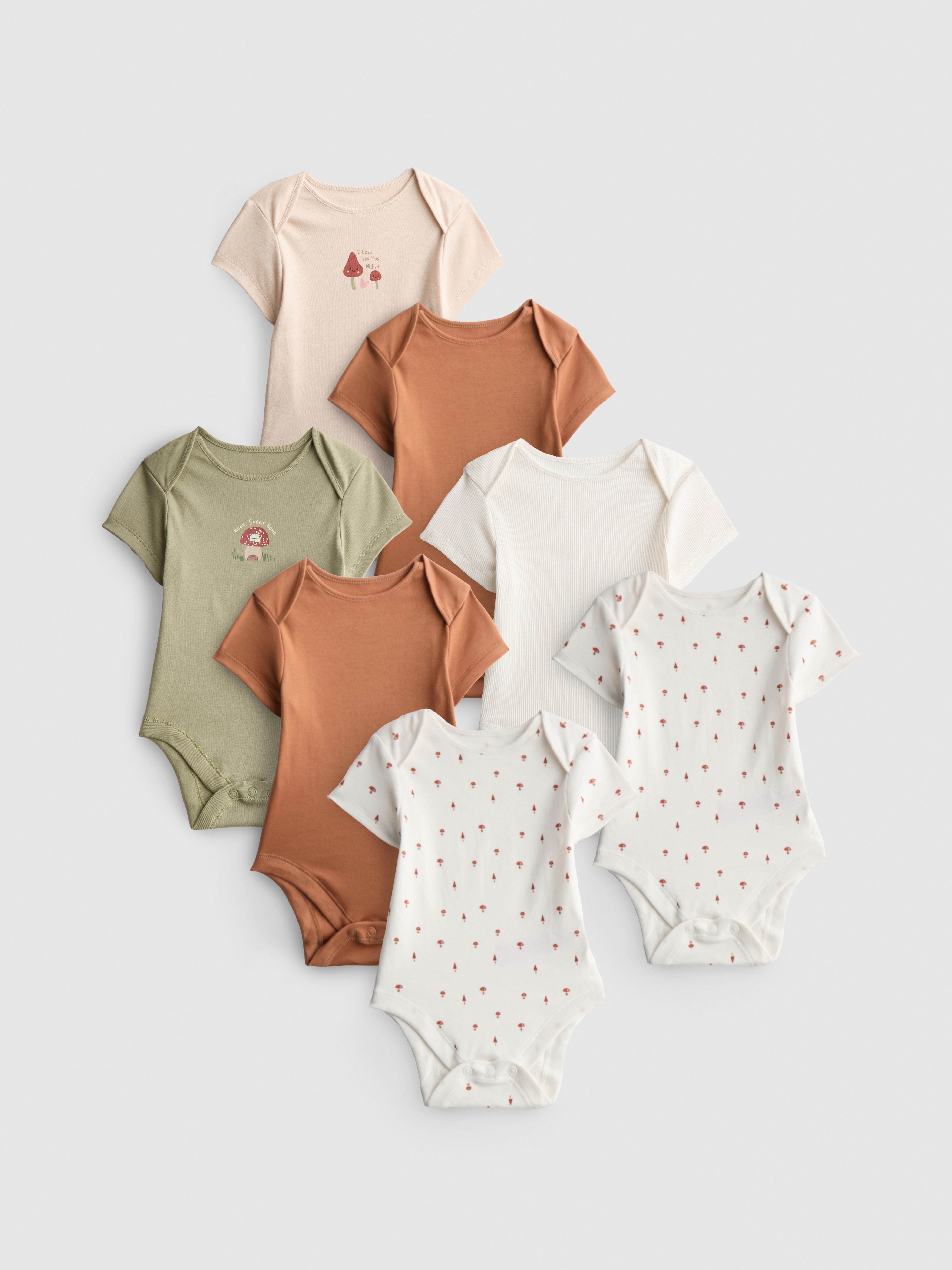 0-36mths | 7pk Pure Cotton Short Sleeve Bodysuits