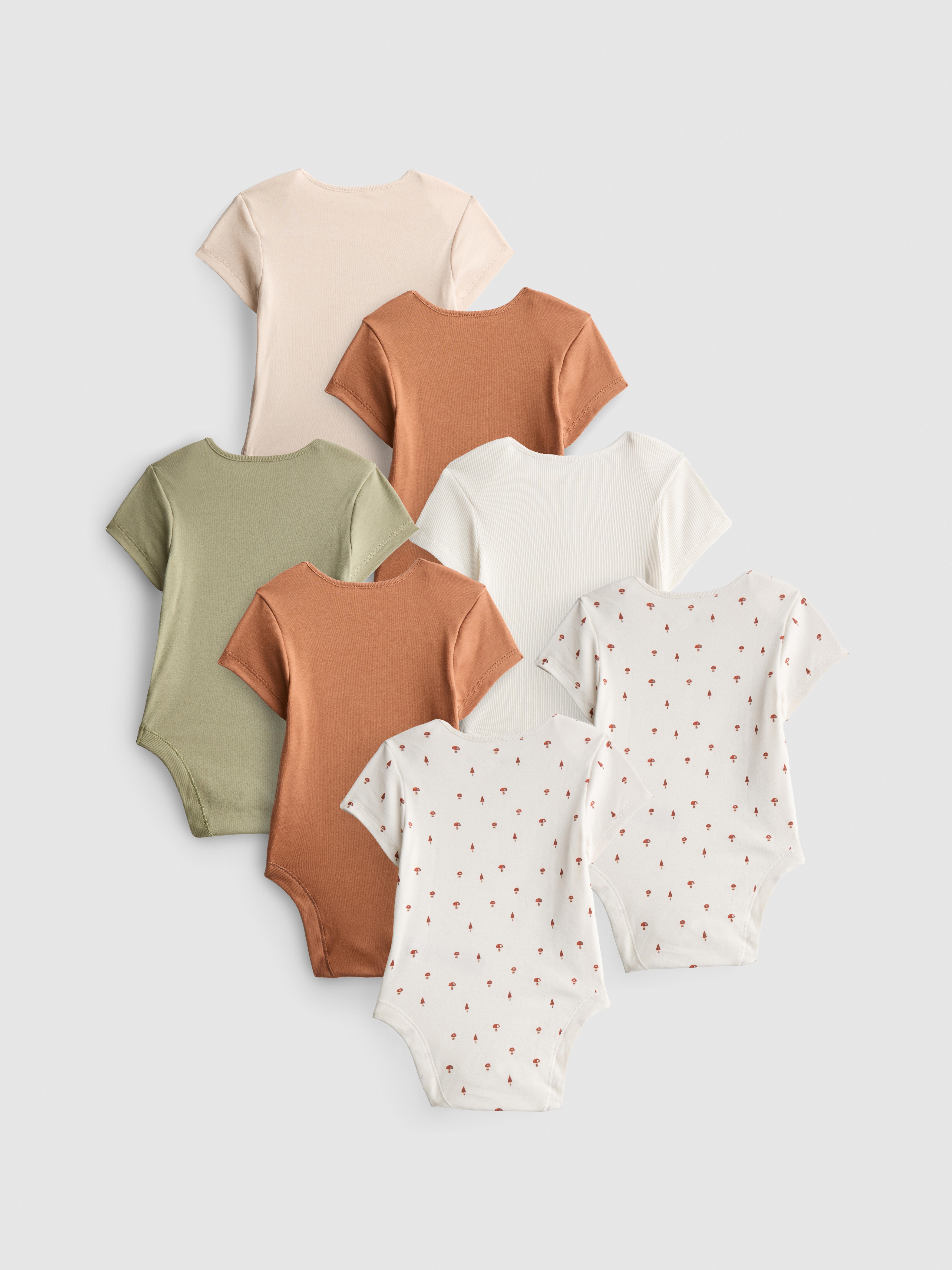 0-36mths | 7pk Pure Cotton Short Sleeve Bodysuits