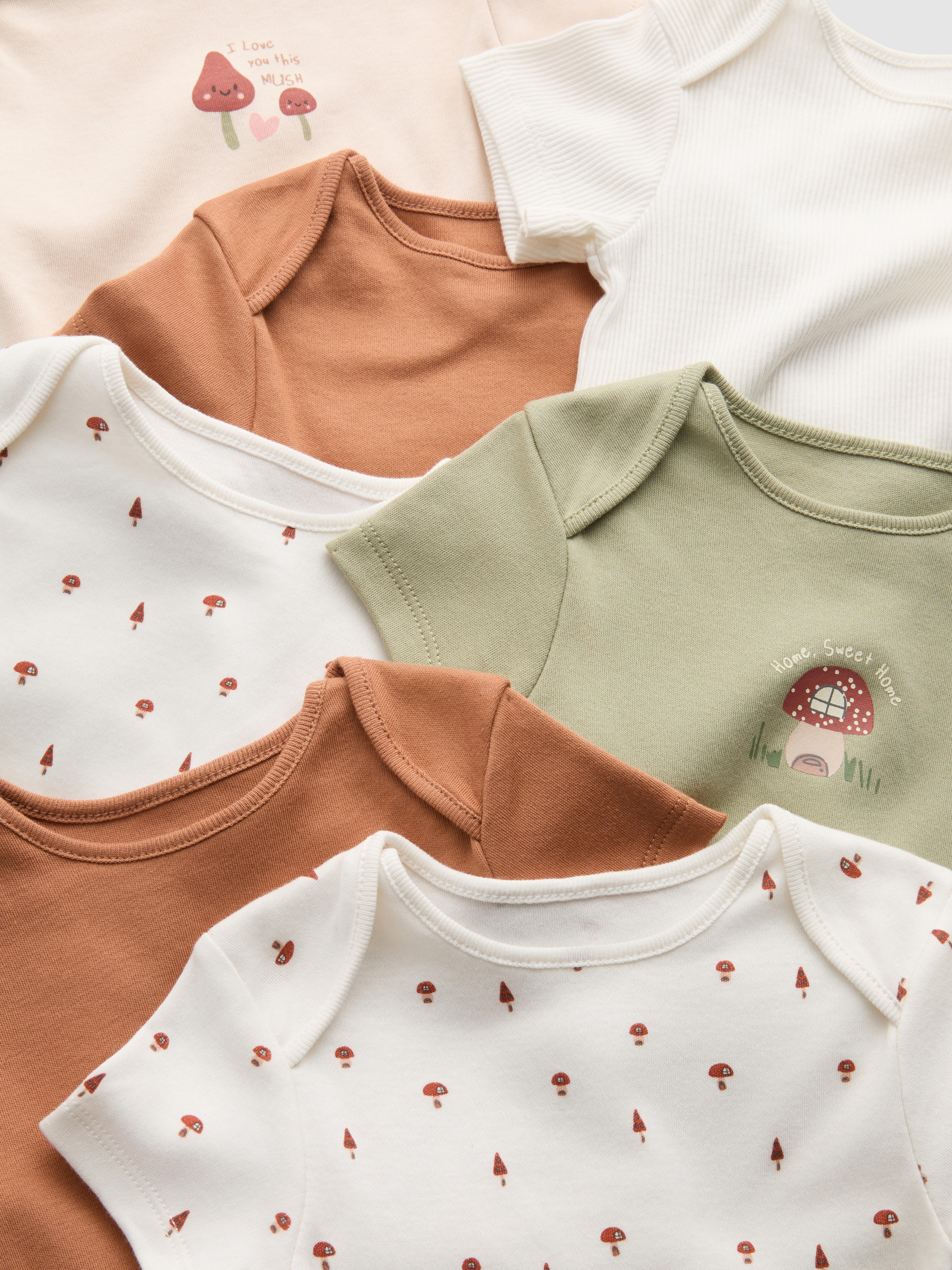 0-36mths | 7pk Pure Cotton Short Sleeve Bodysuits