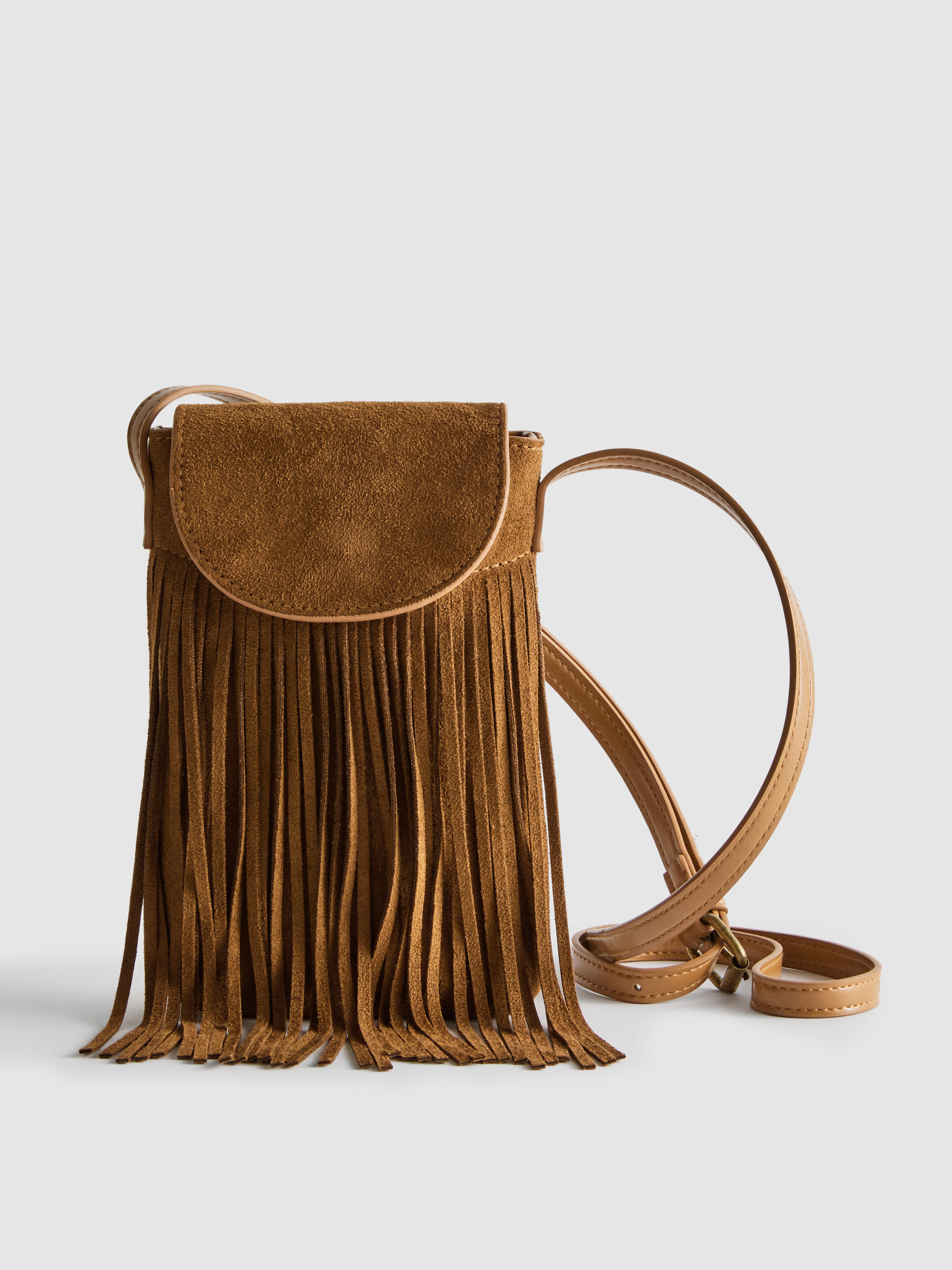 Borsa portacellulare con frange