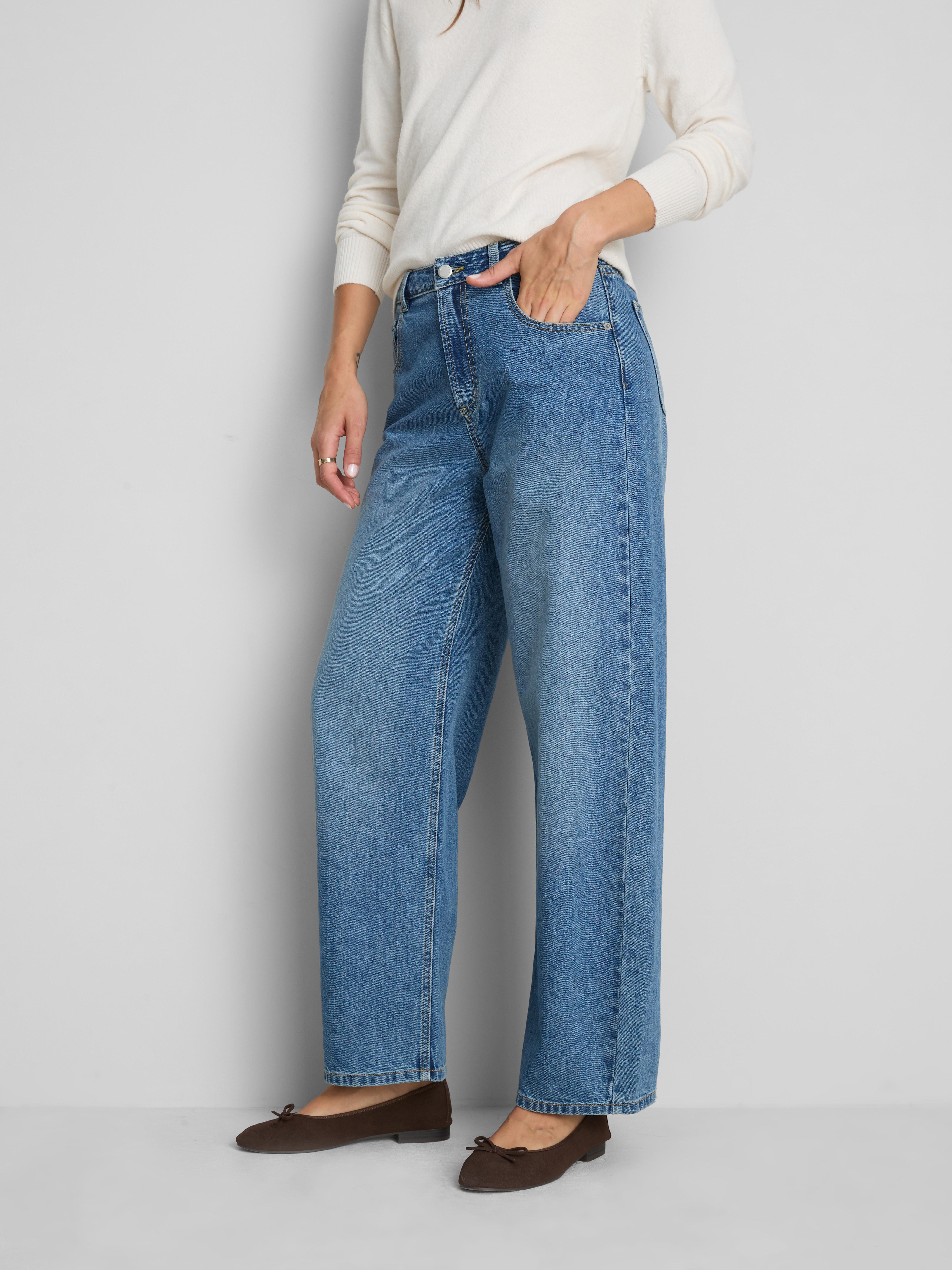 High-Waisted Barrel-Leg Jeans