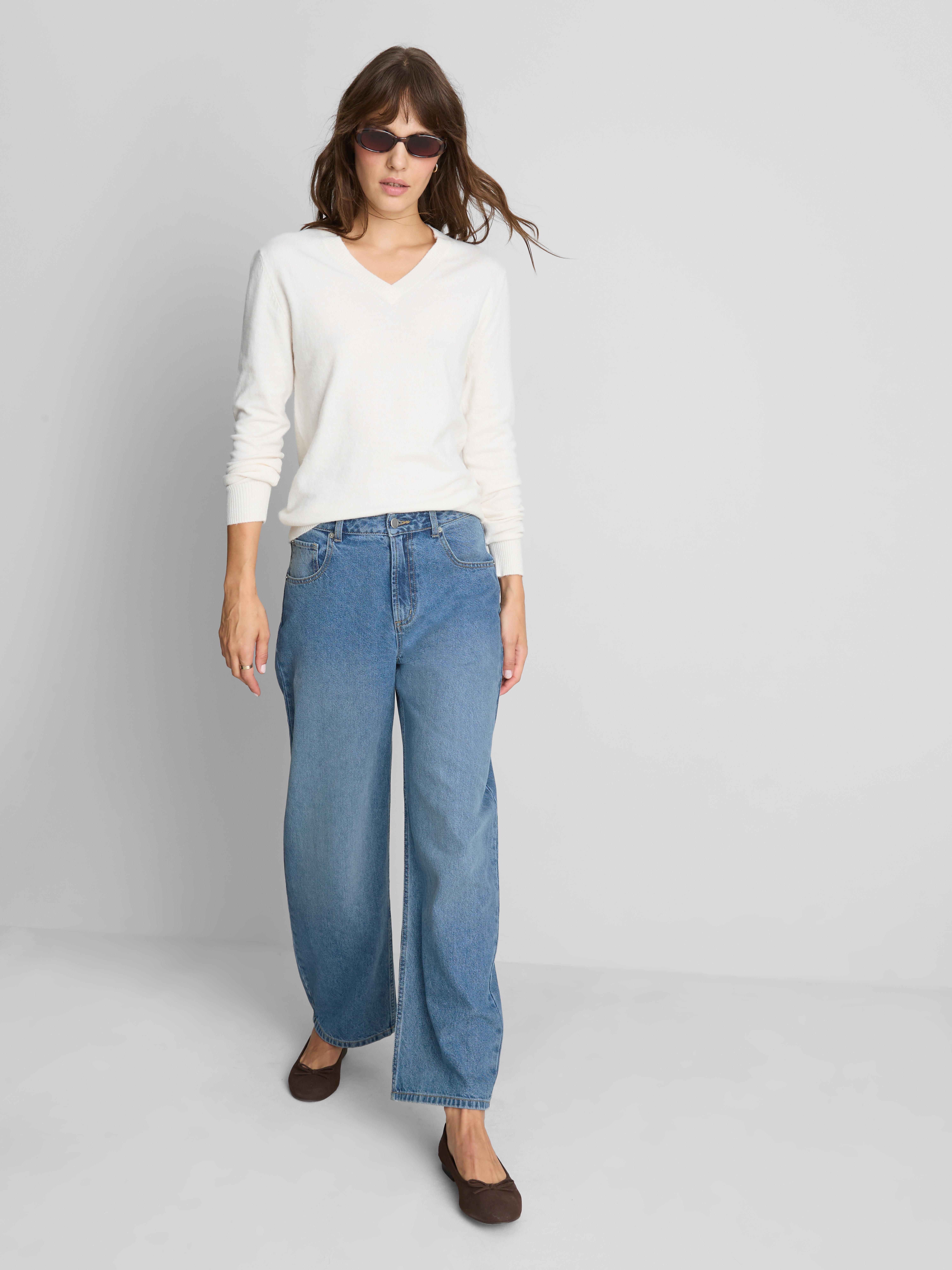 High-Waisted Barrel-Leg Jeans