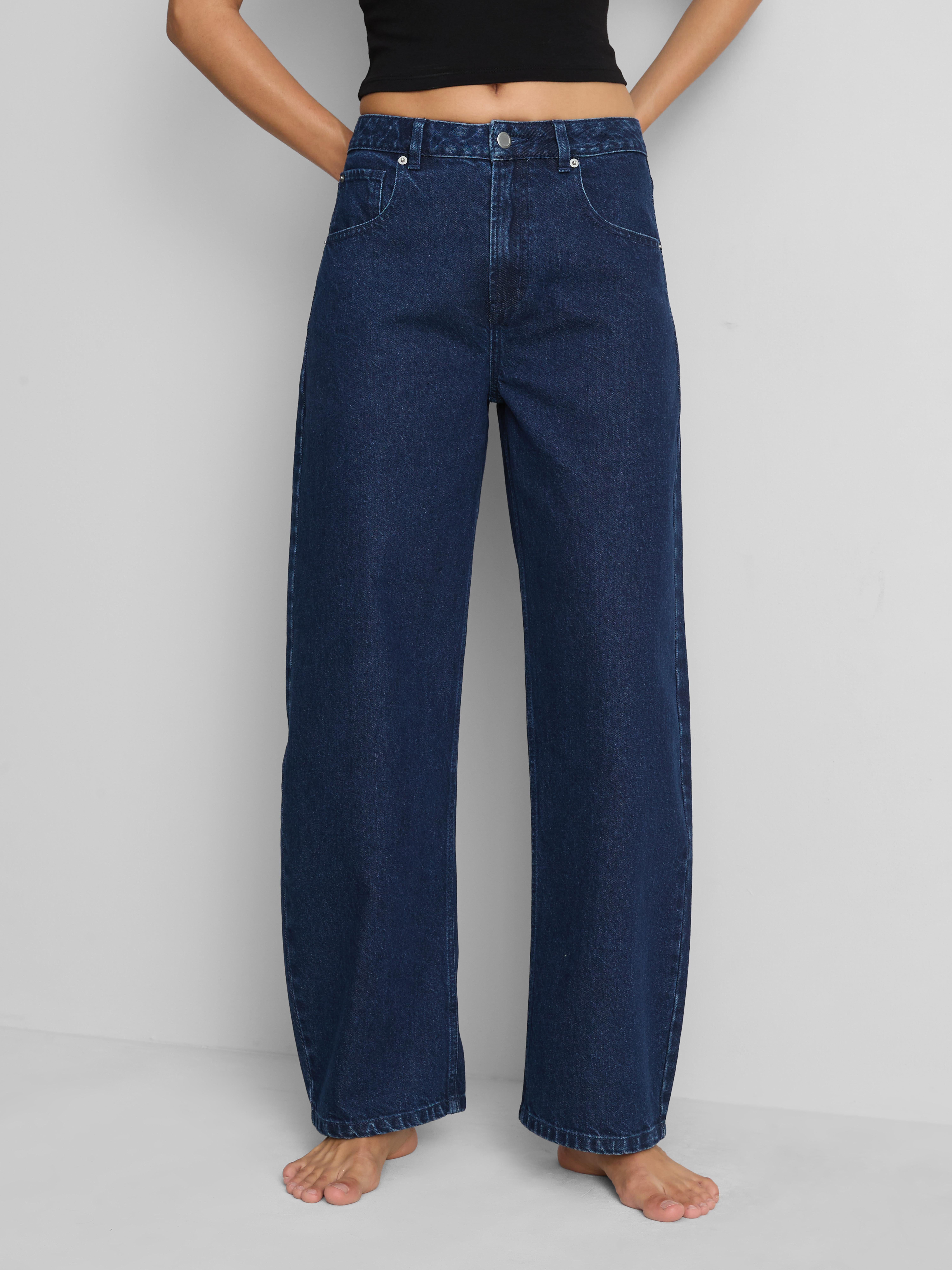 High-Waisted Barrel-Leg Jeans