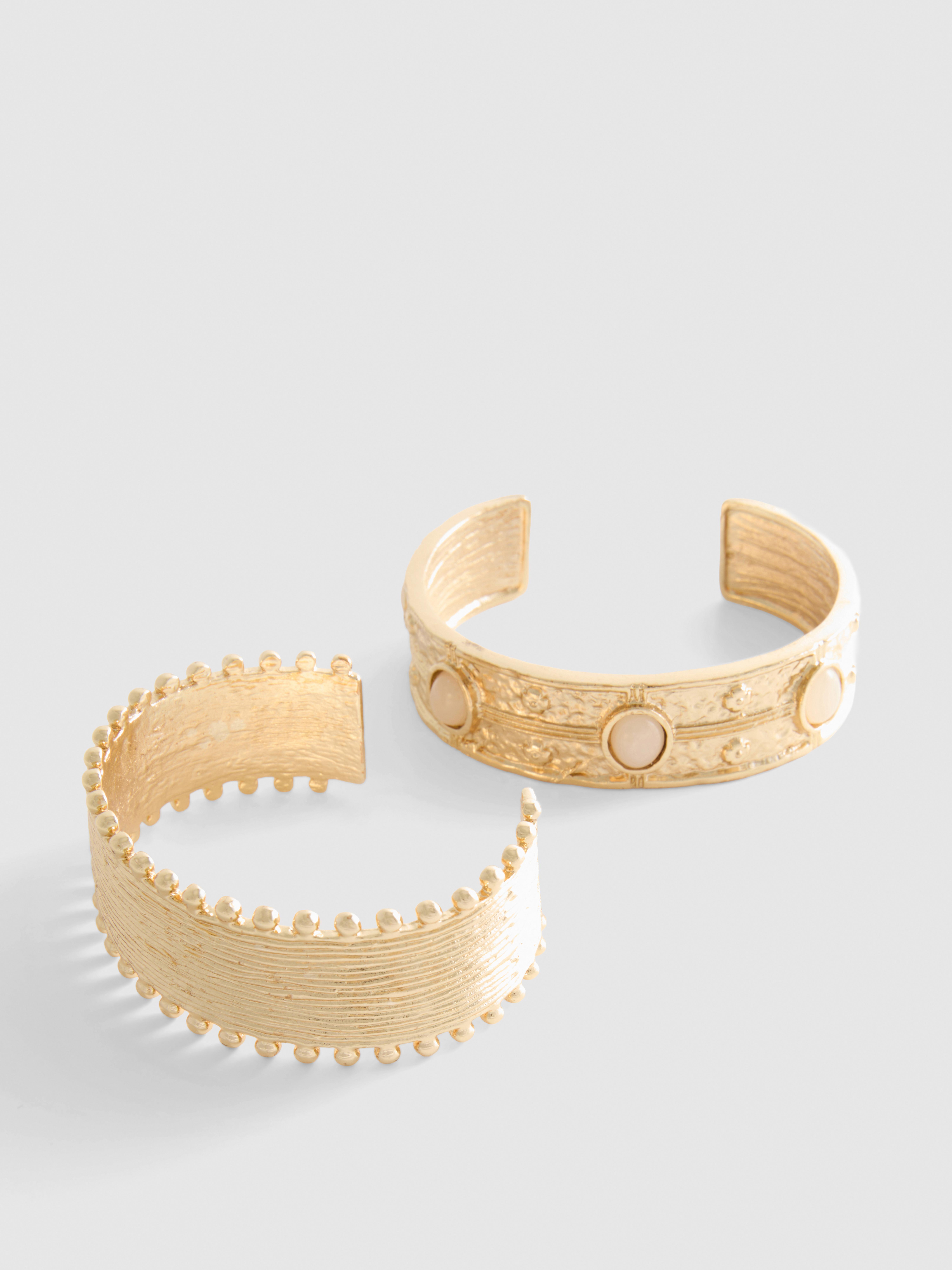 2pk Textured Cuff Bracelets