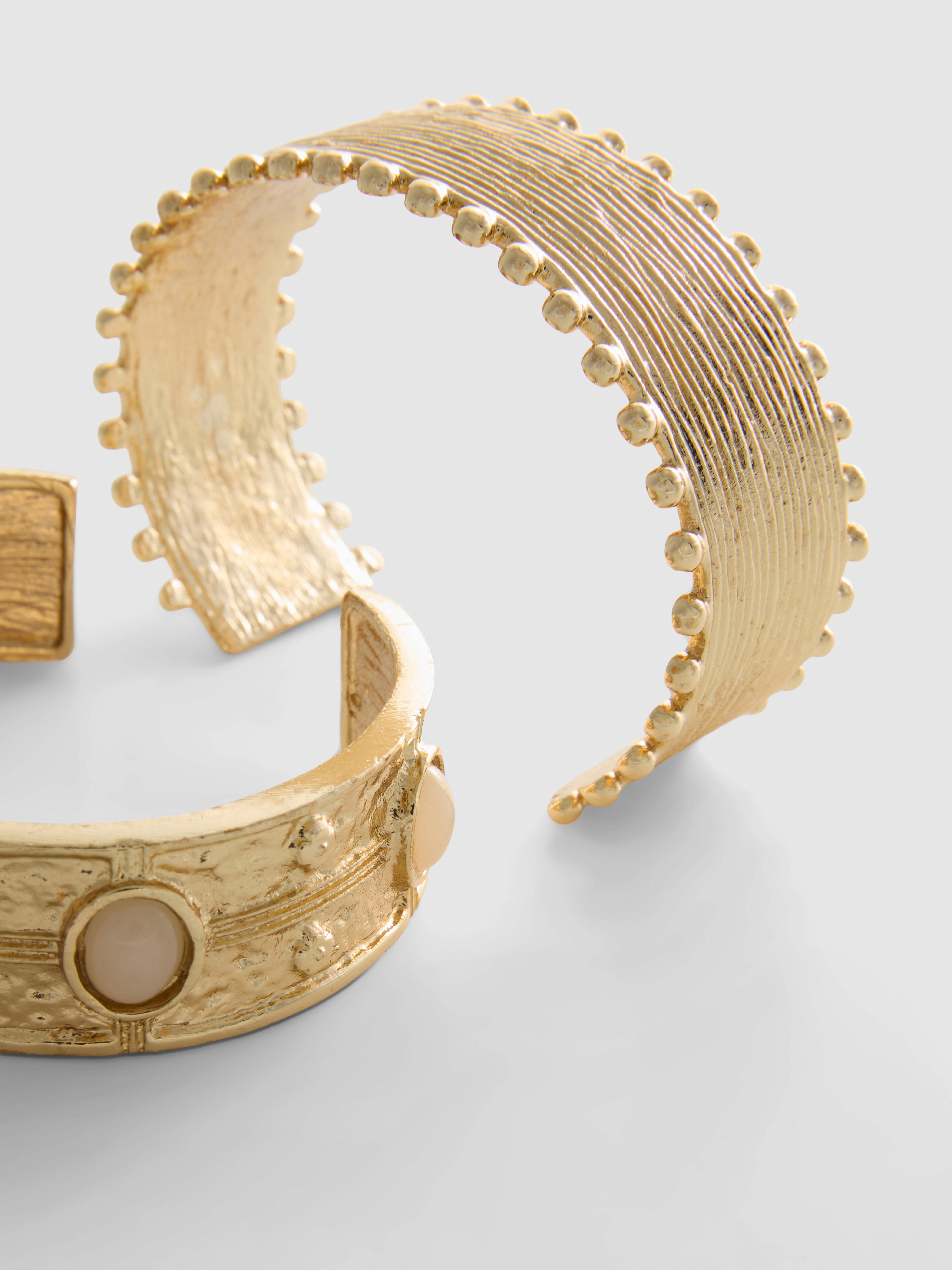 2pk Textured Cuff Bracelets