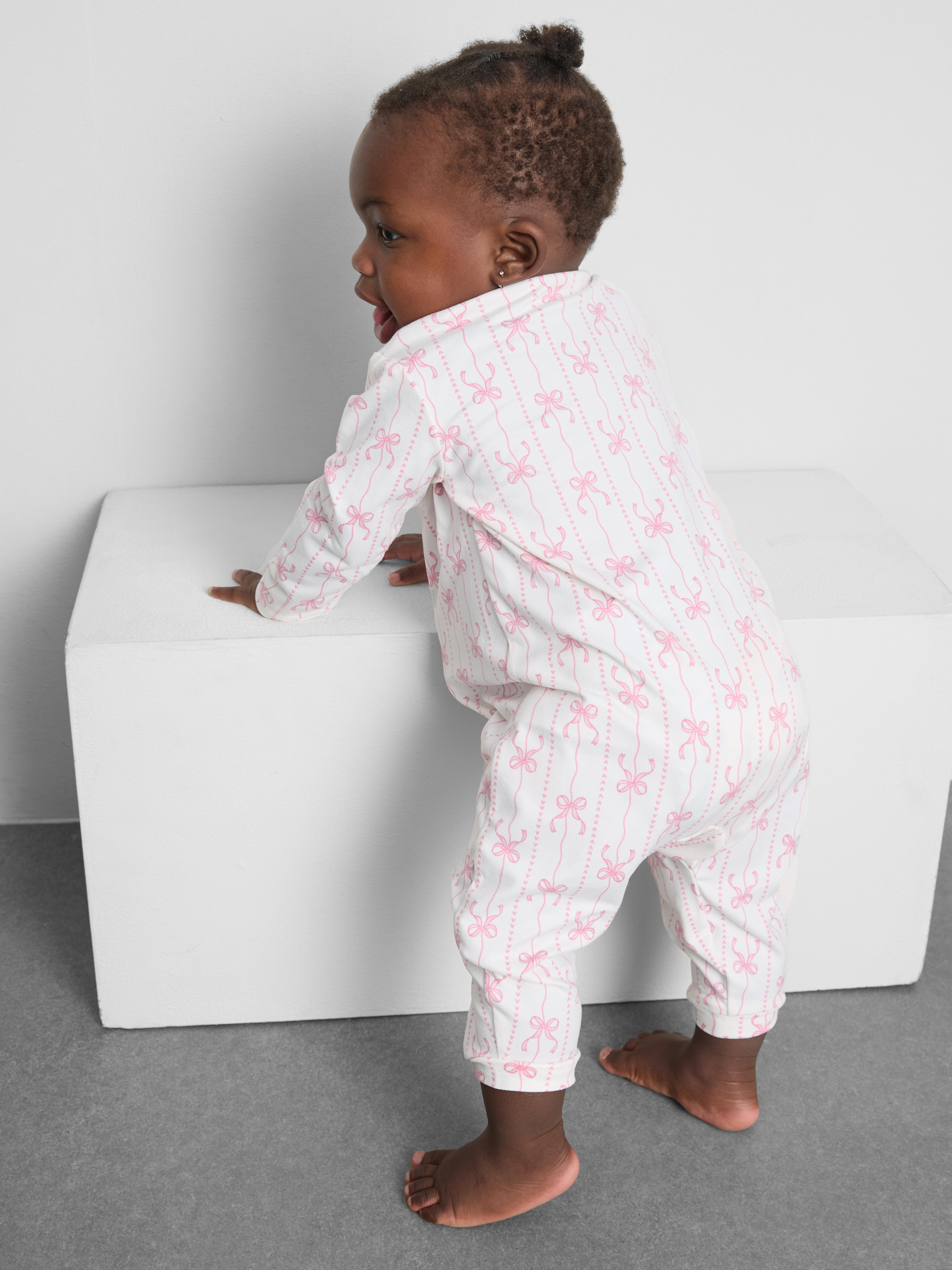 0-24mths | Bow Print Zip-Up Sleeper