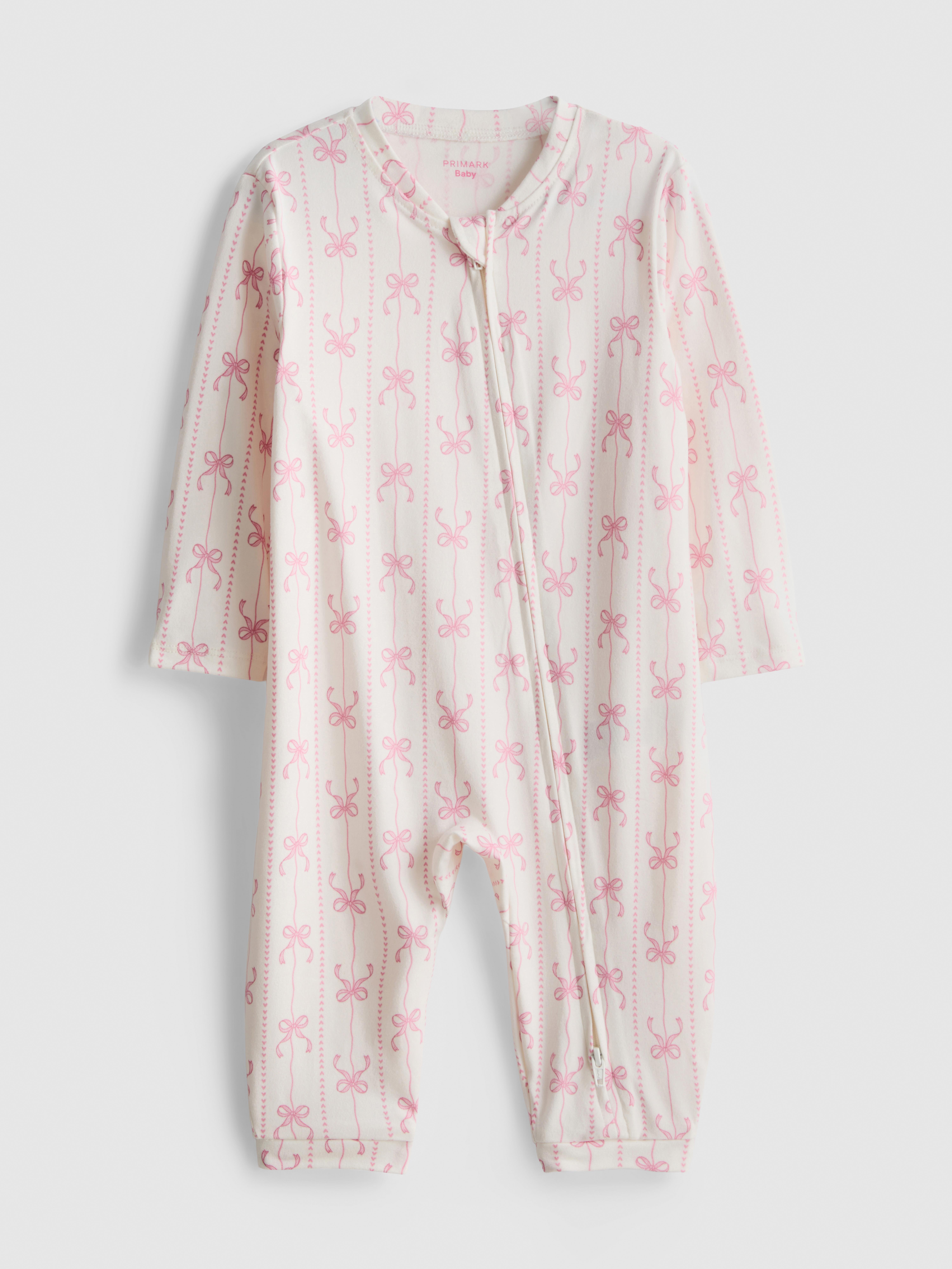 0-24mths | Bow Print Zip-Up Sleeper