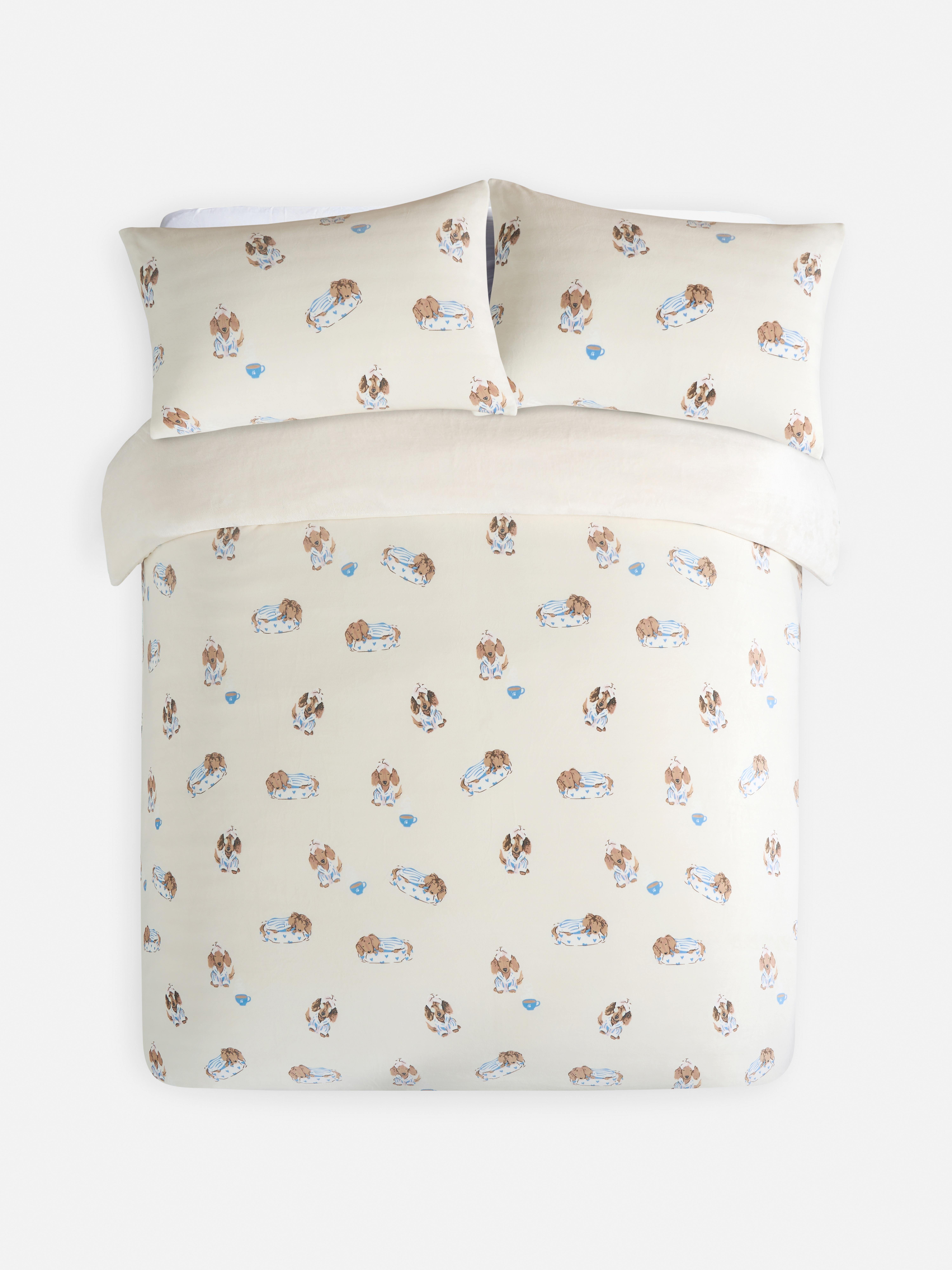 Parure de lit king size ultra-douce à motif teckel