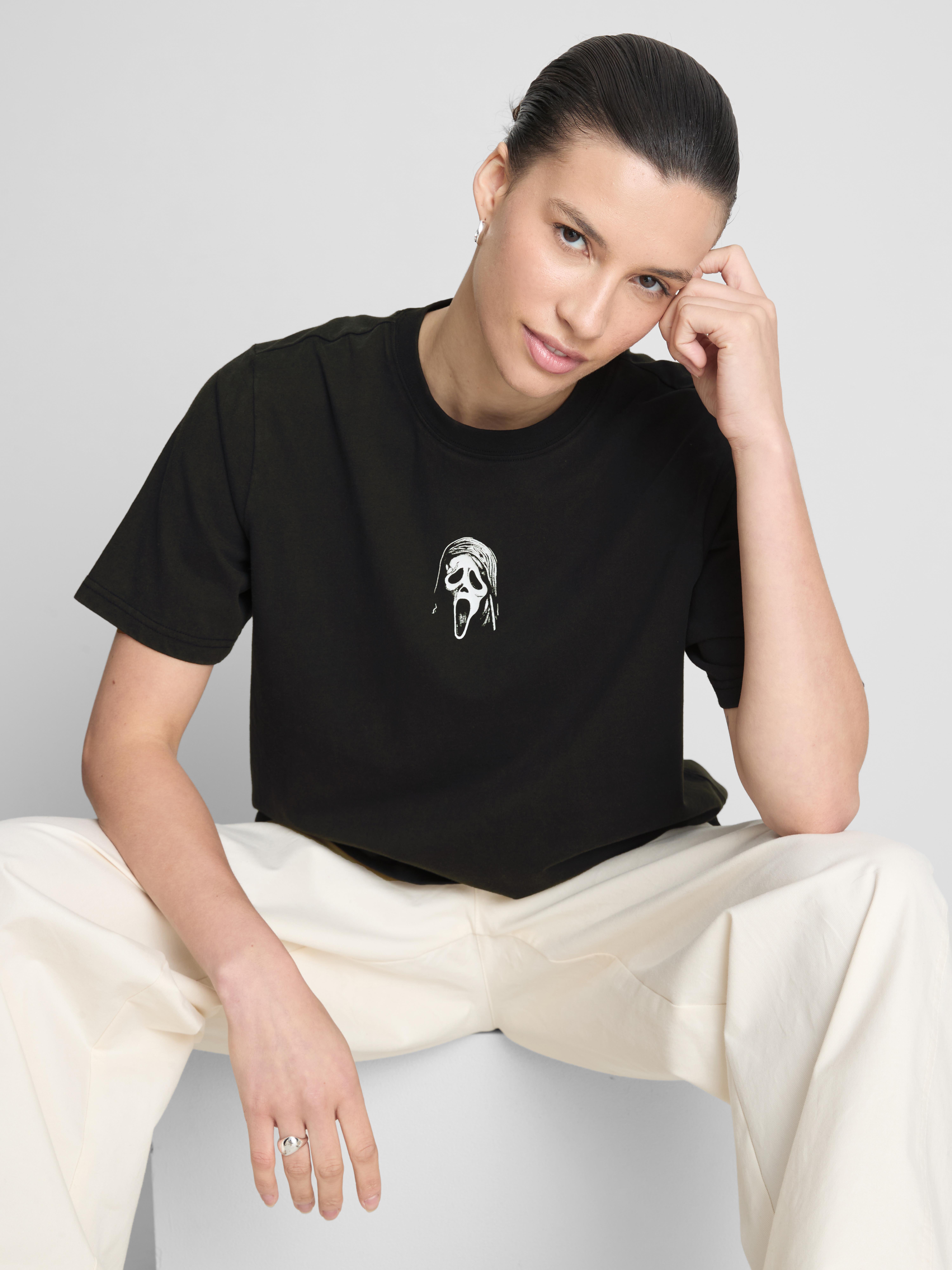 Scream Ghostface Cotton Graphic Oversized Tee