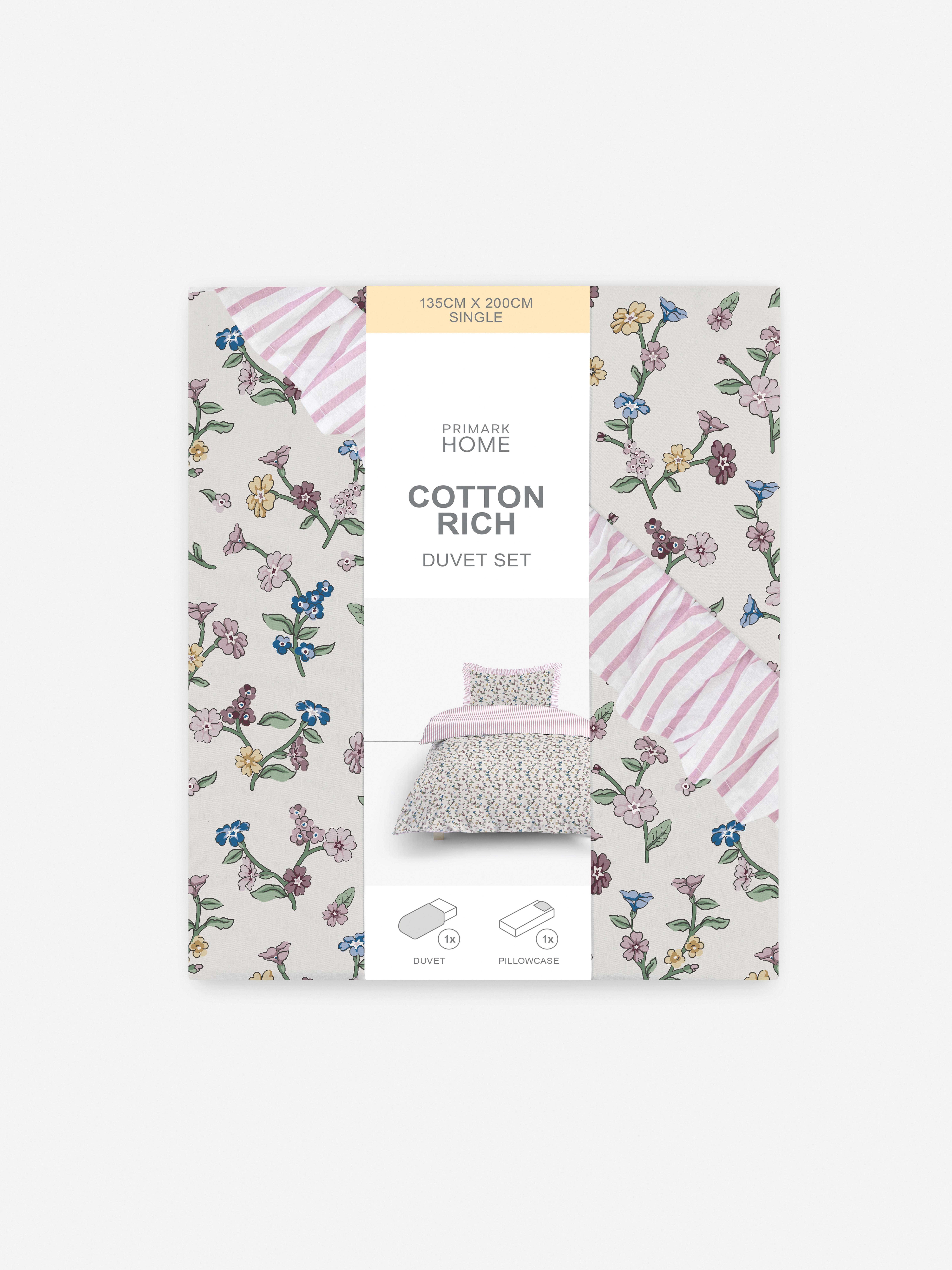 Parure de lit en coton à fleurs