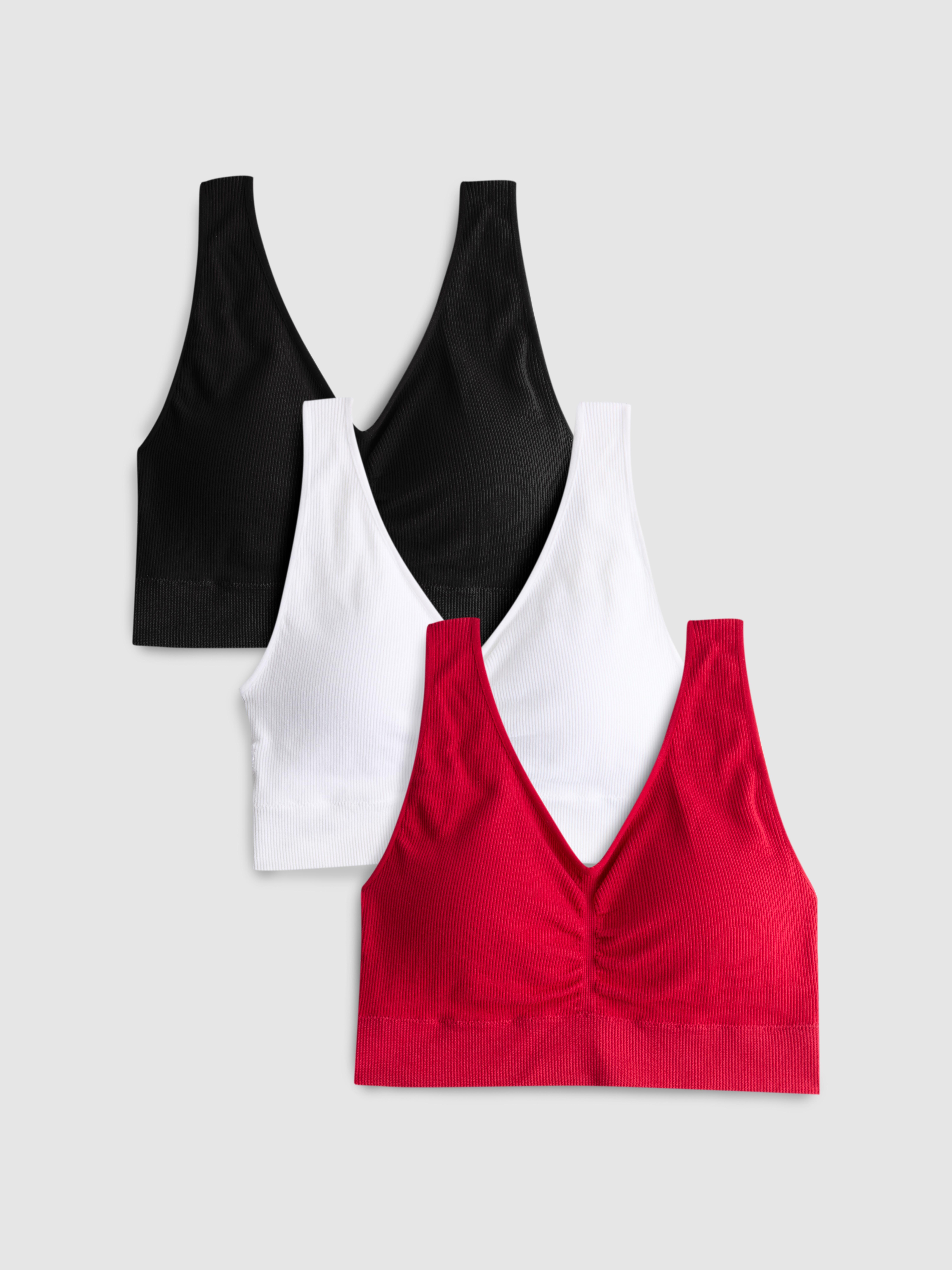3pk Seamless Ruched V-Neck Bras