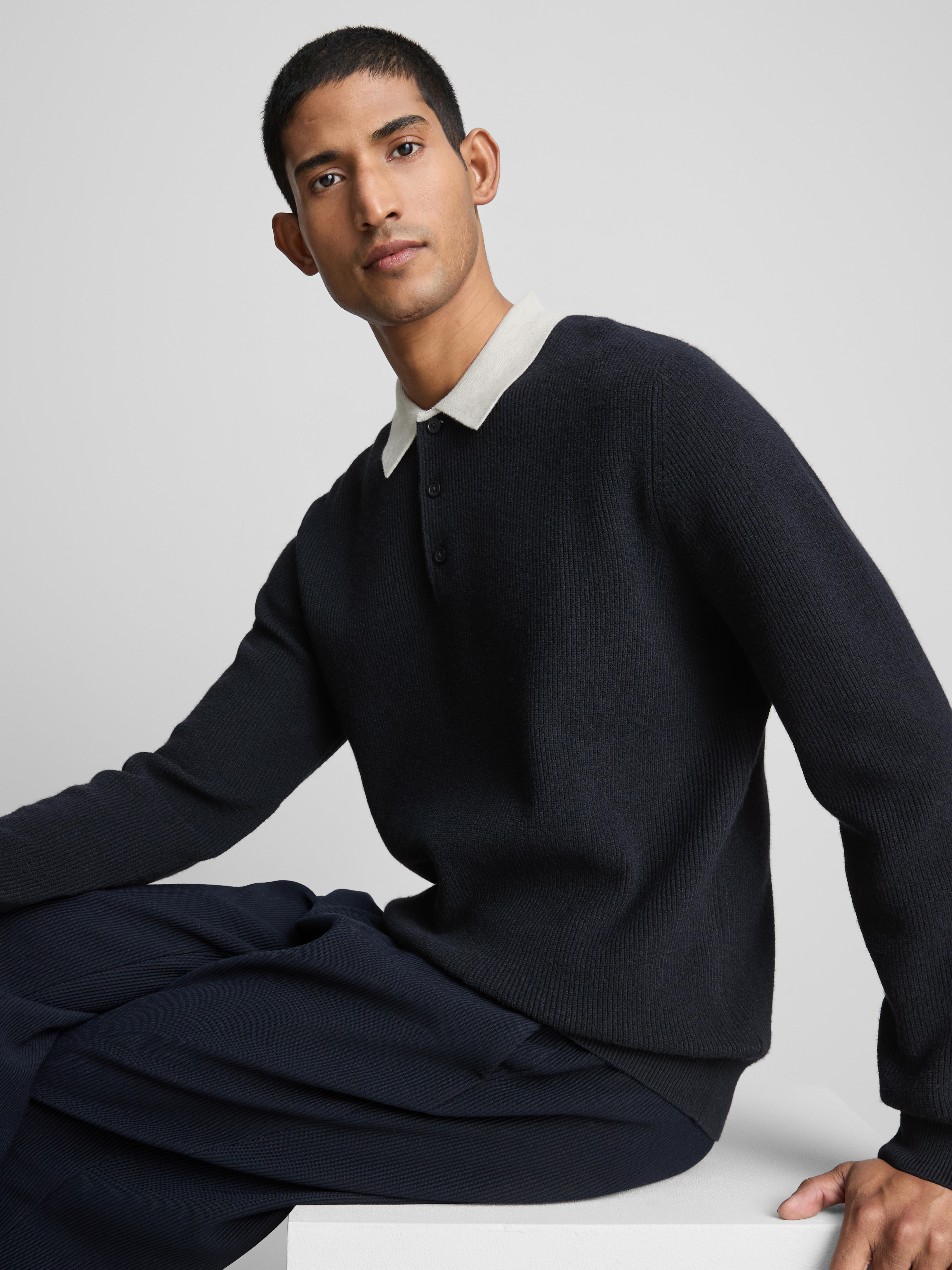 Pulover polo din tricot