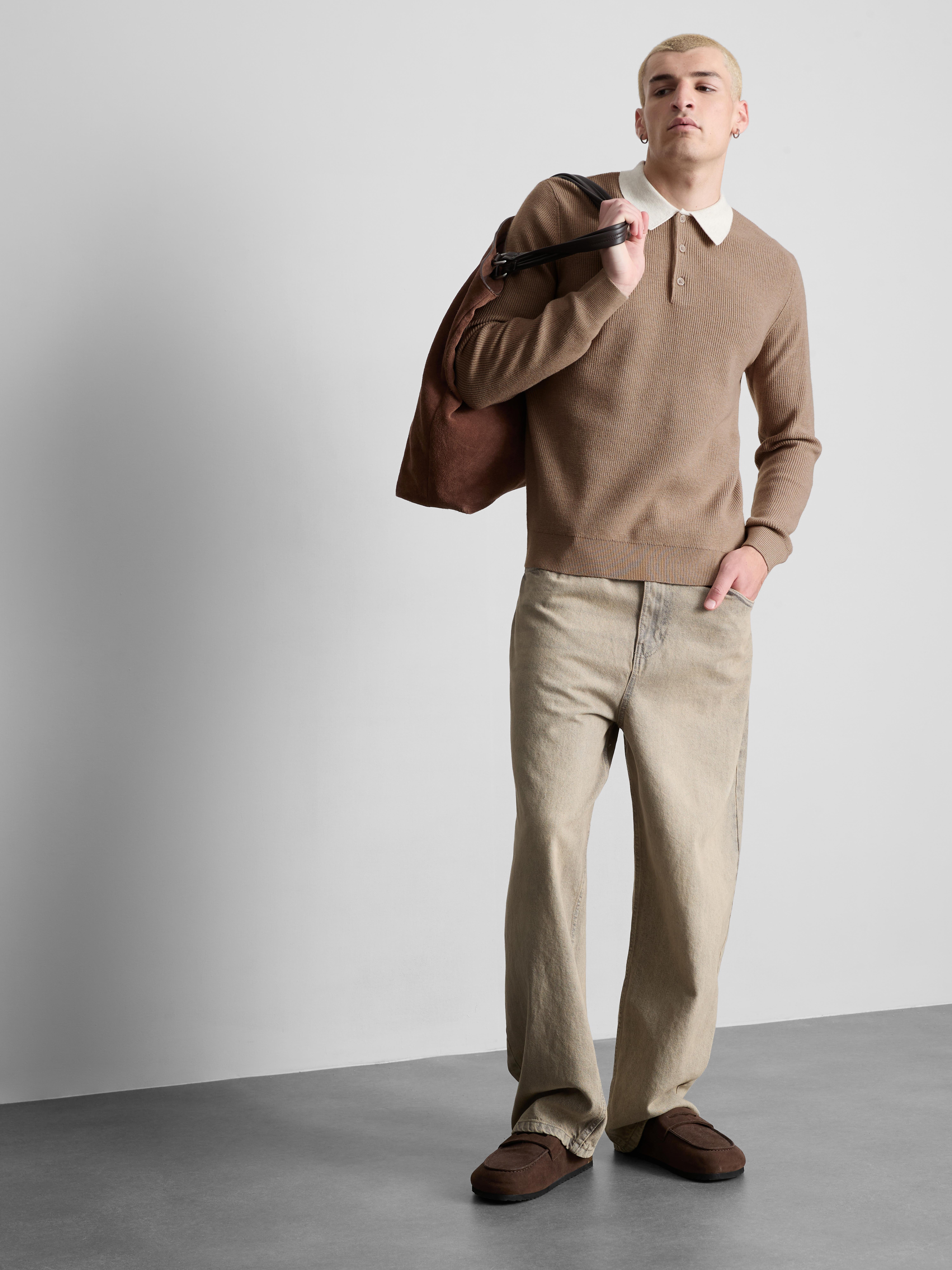 Pulover polo din tricot