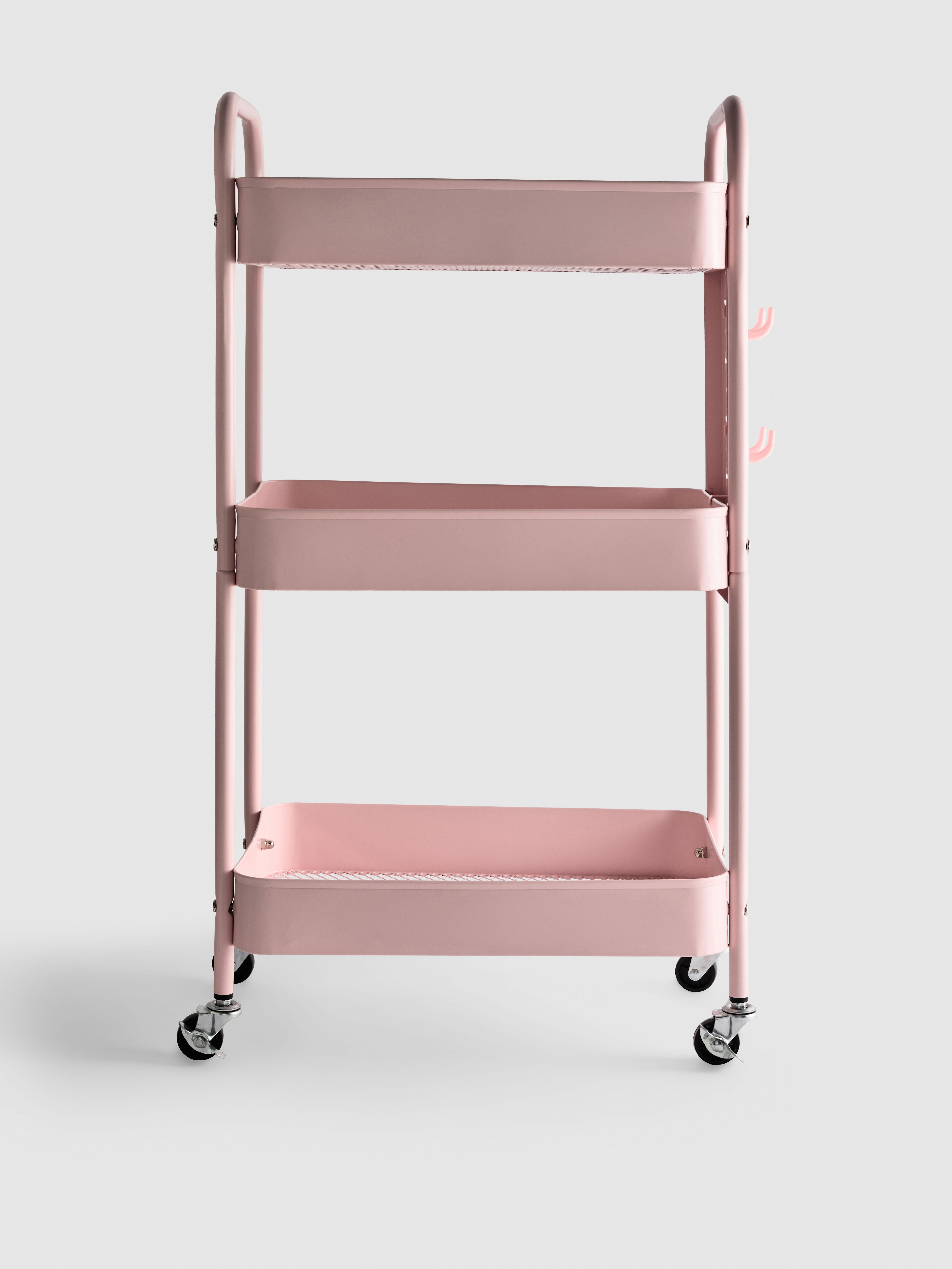 Chariot de rangement à plusieurs niveaux en métal Rose