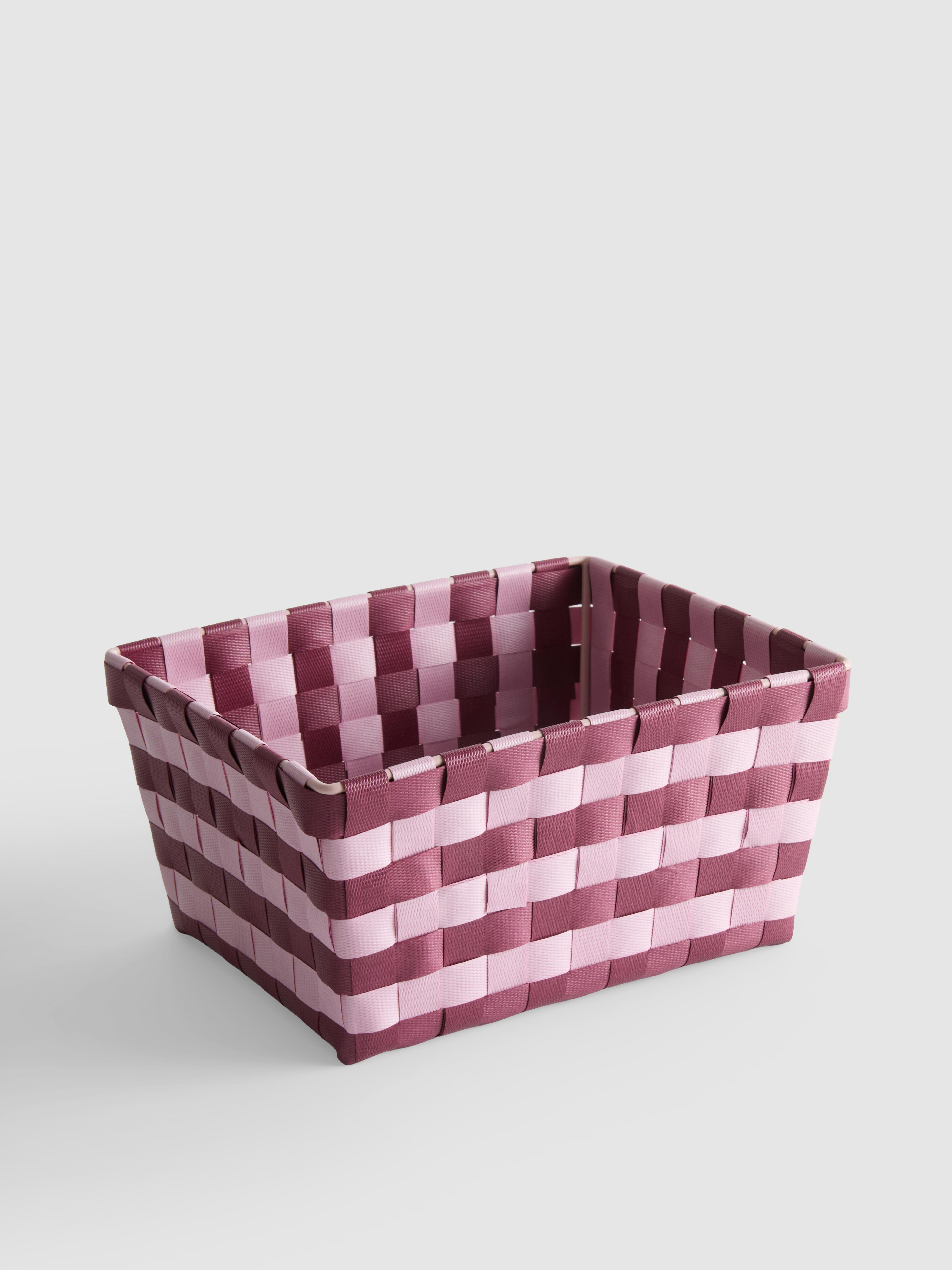 Two-Tone Woven Storage Basket