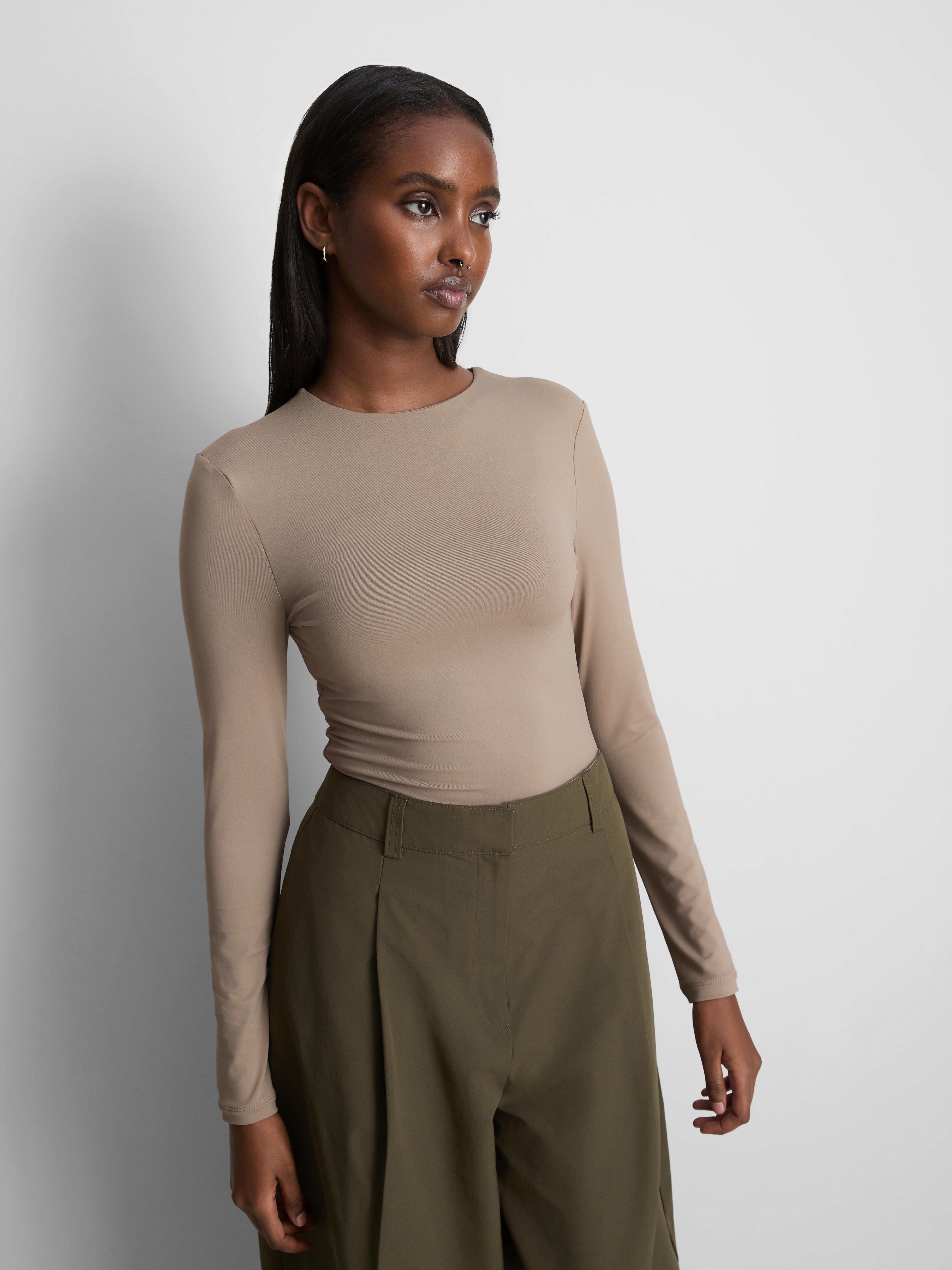 Women's Taupe Second Skin Long-Sleeve Crewneck Top | Primark