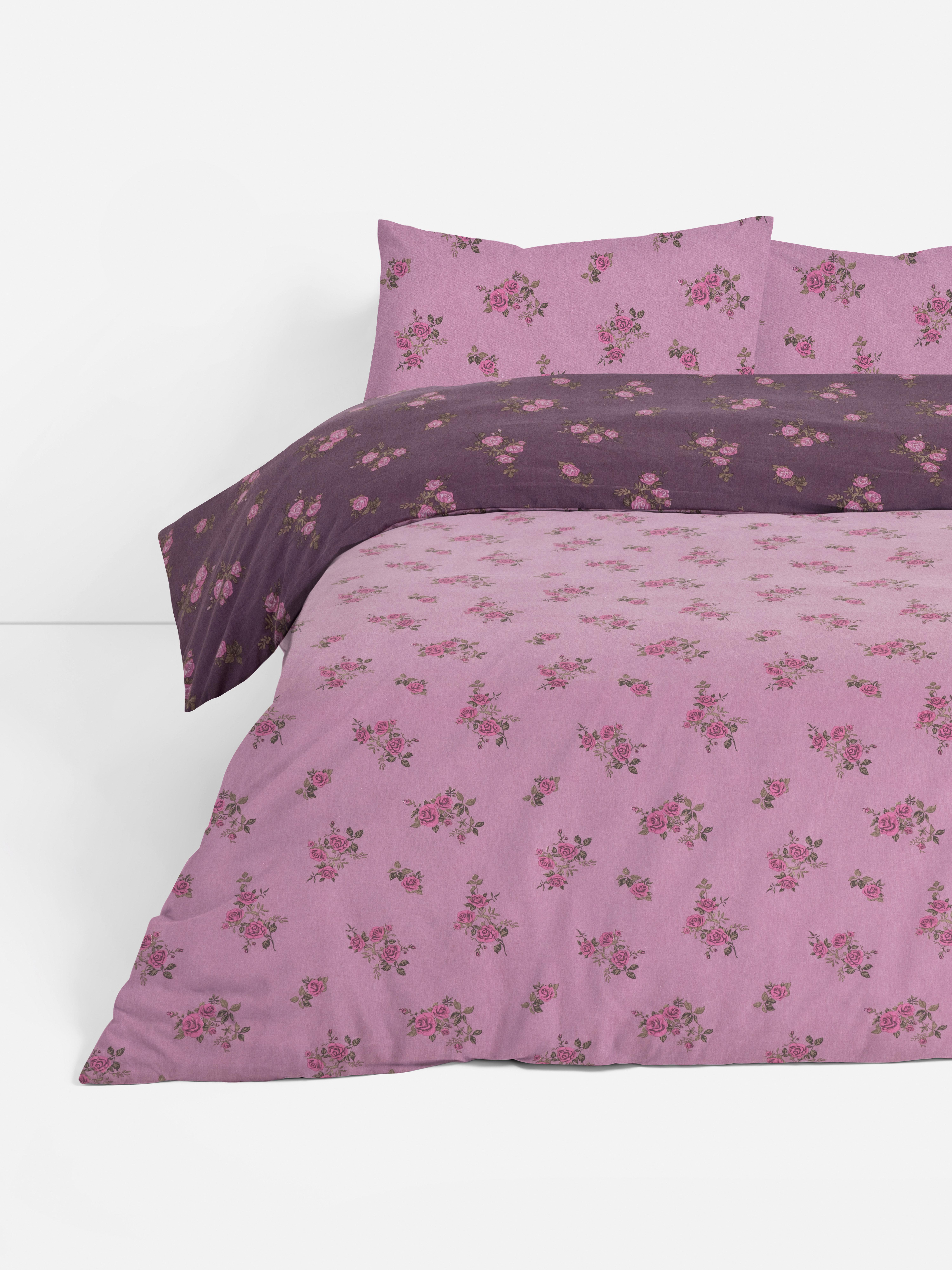 Set copripiumone matrimoniale in cotone con rose