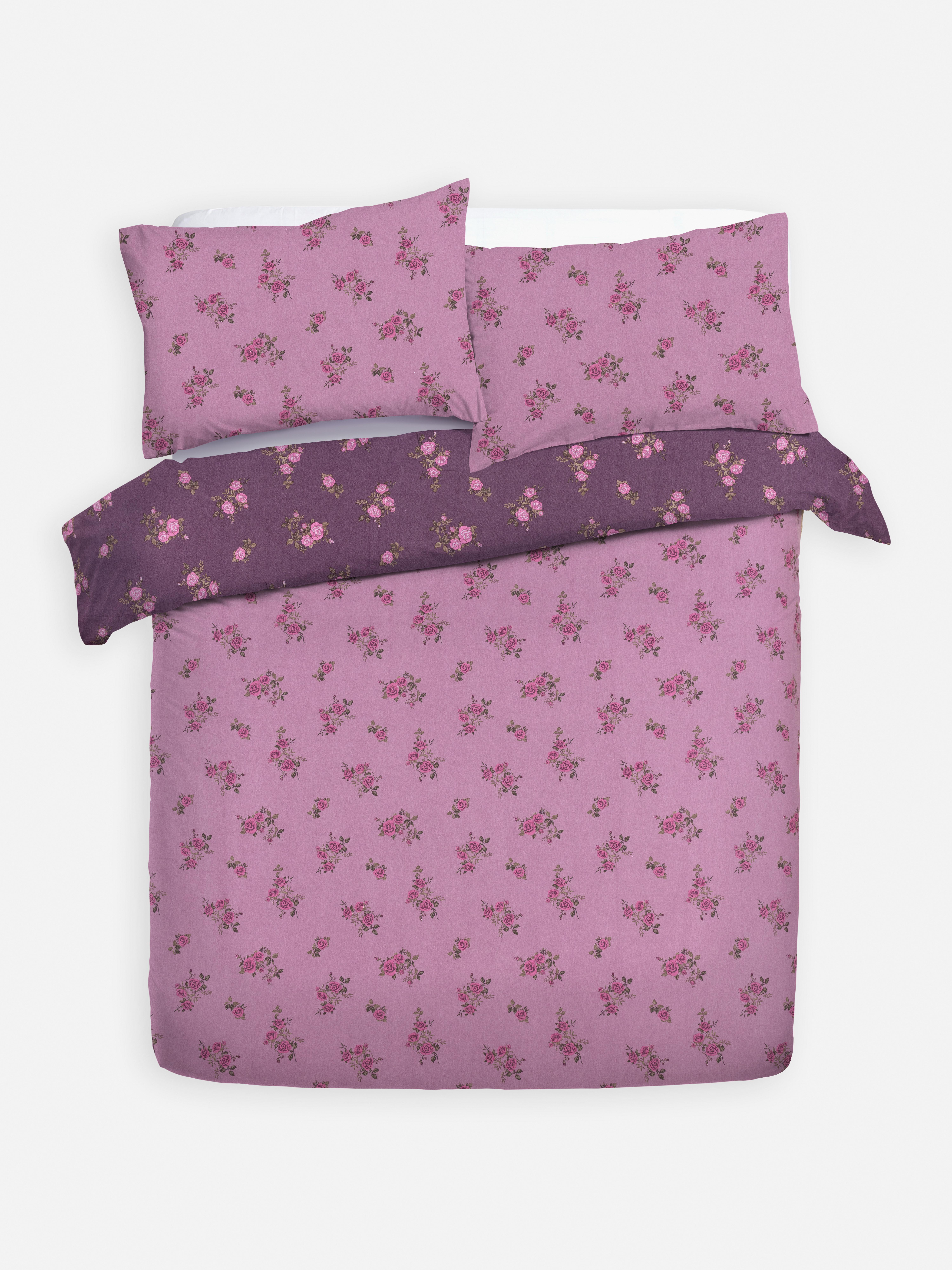 Set copripiumone matrimoniale in cotone con rose