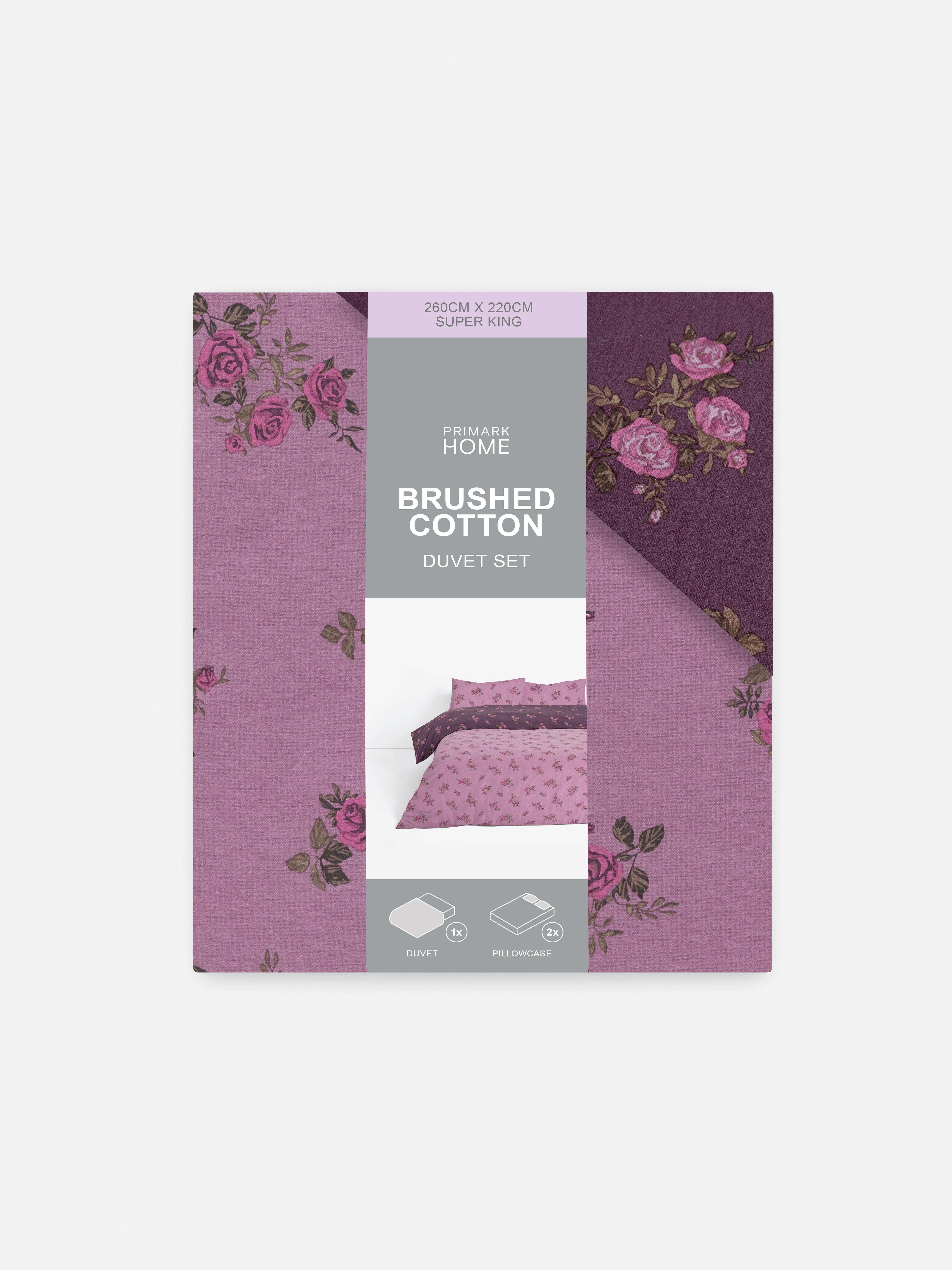 Parure de lit super king size en coton brossé rose