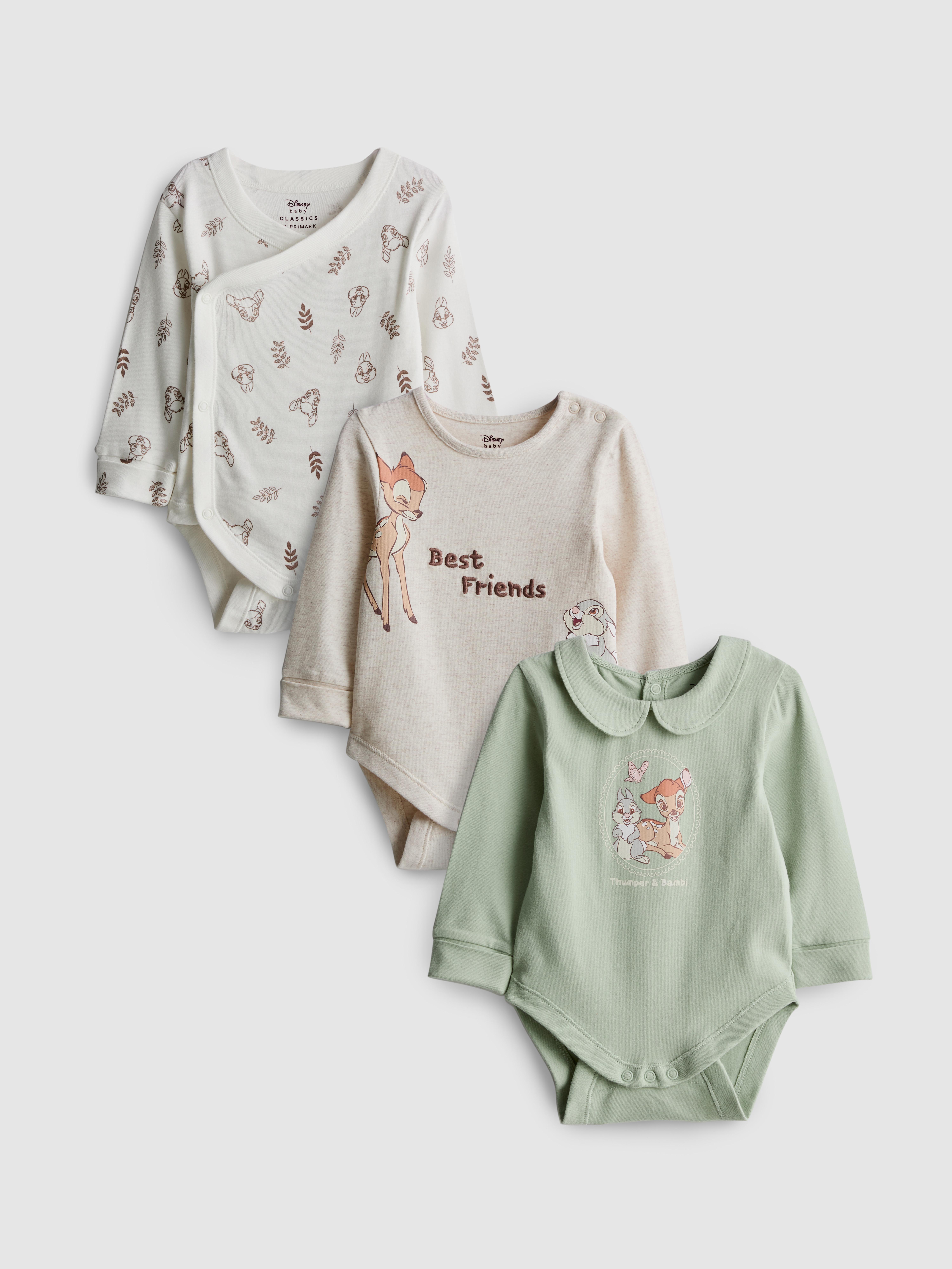 0-18mths | 3pk Disney's Bambi Long Sleeve Newborn Bodysuits