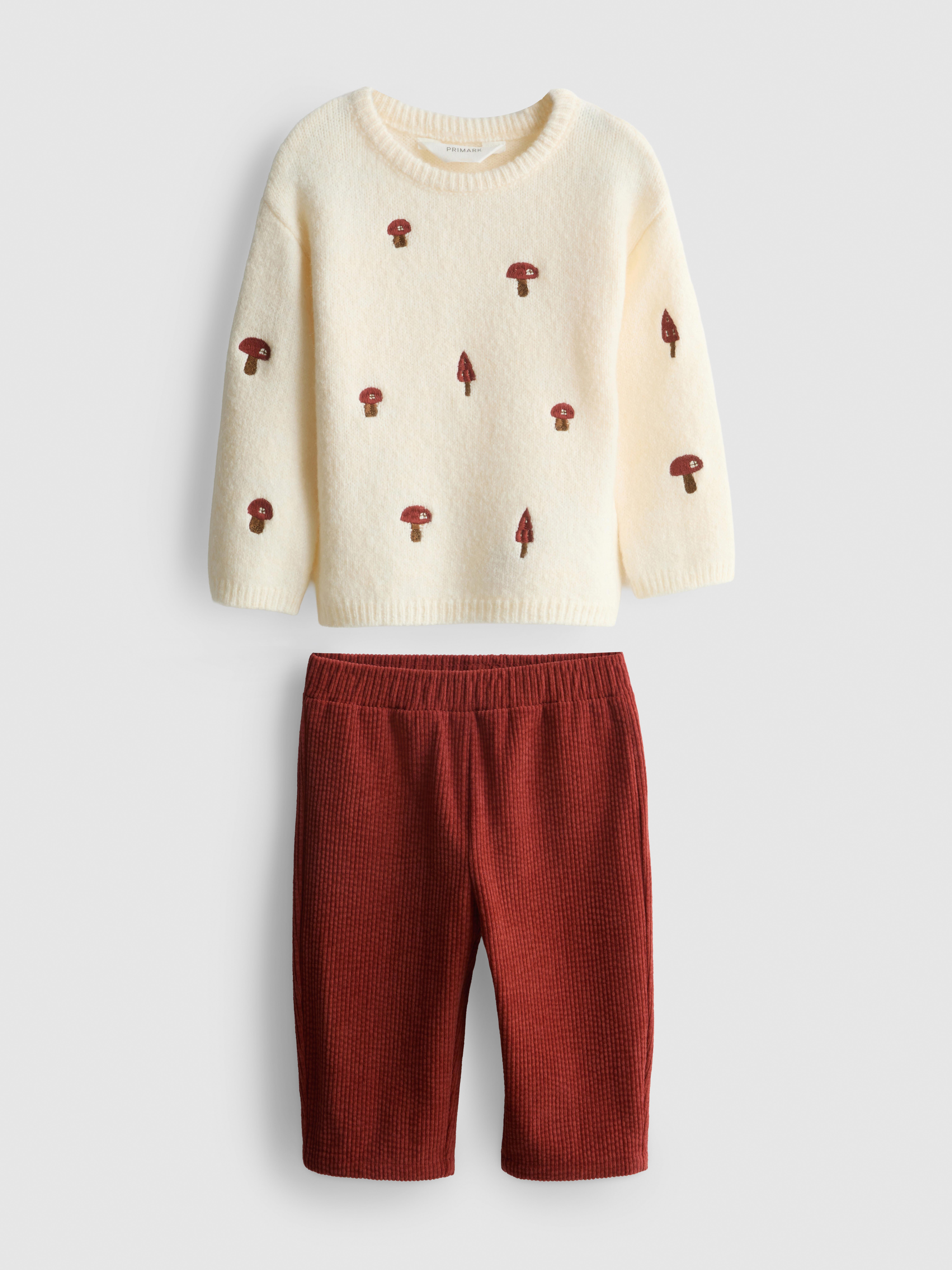 0-18mths | Embroidered Sweater and Pants Newborn Set