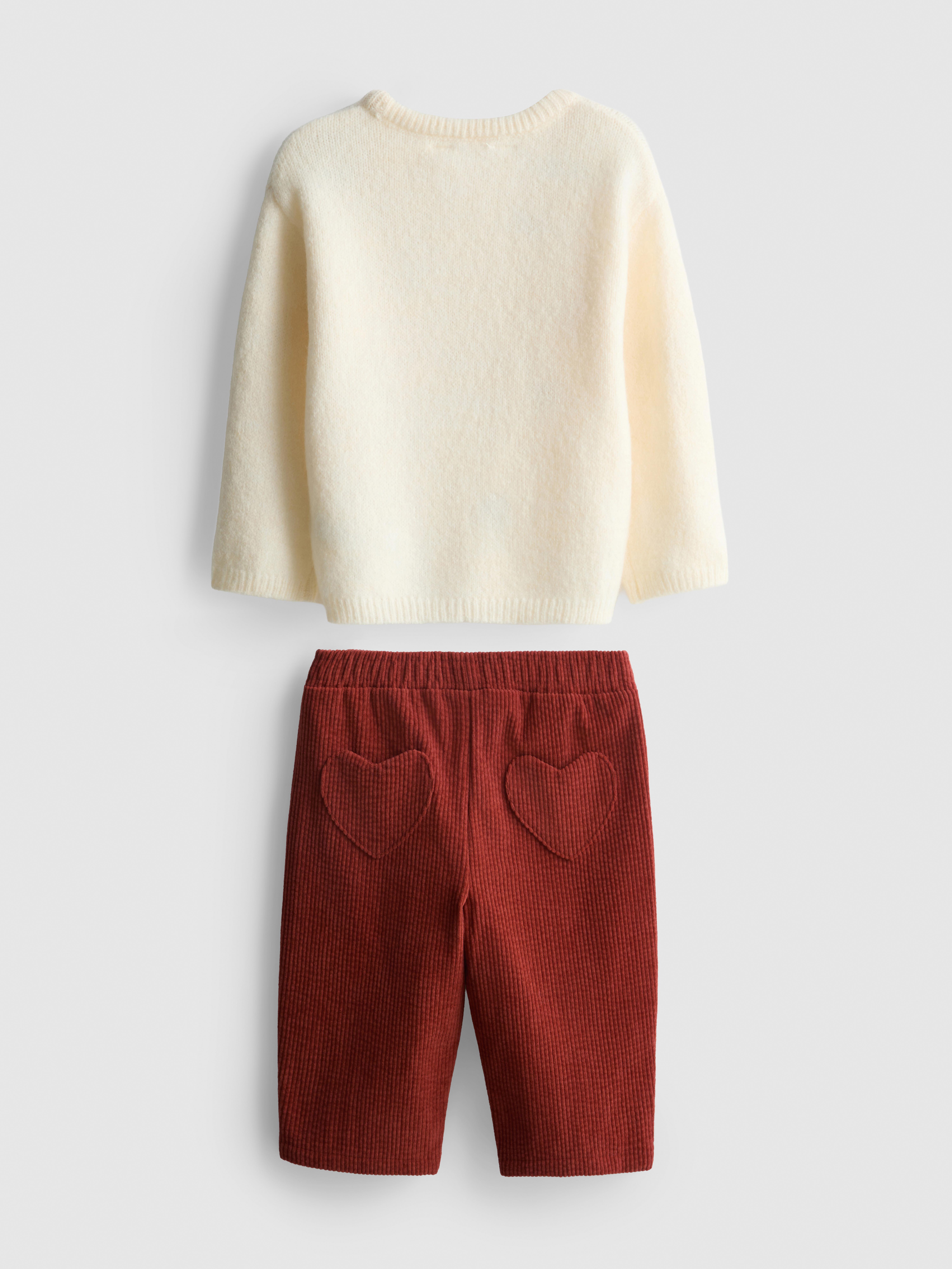 0-18mths | Embroidered Sweater and Pants Newborn Set