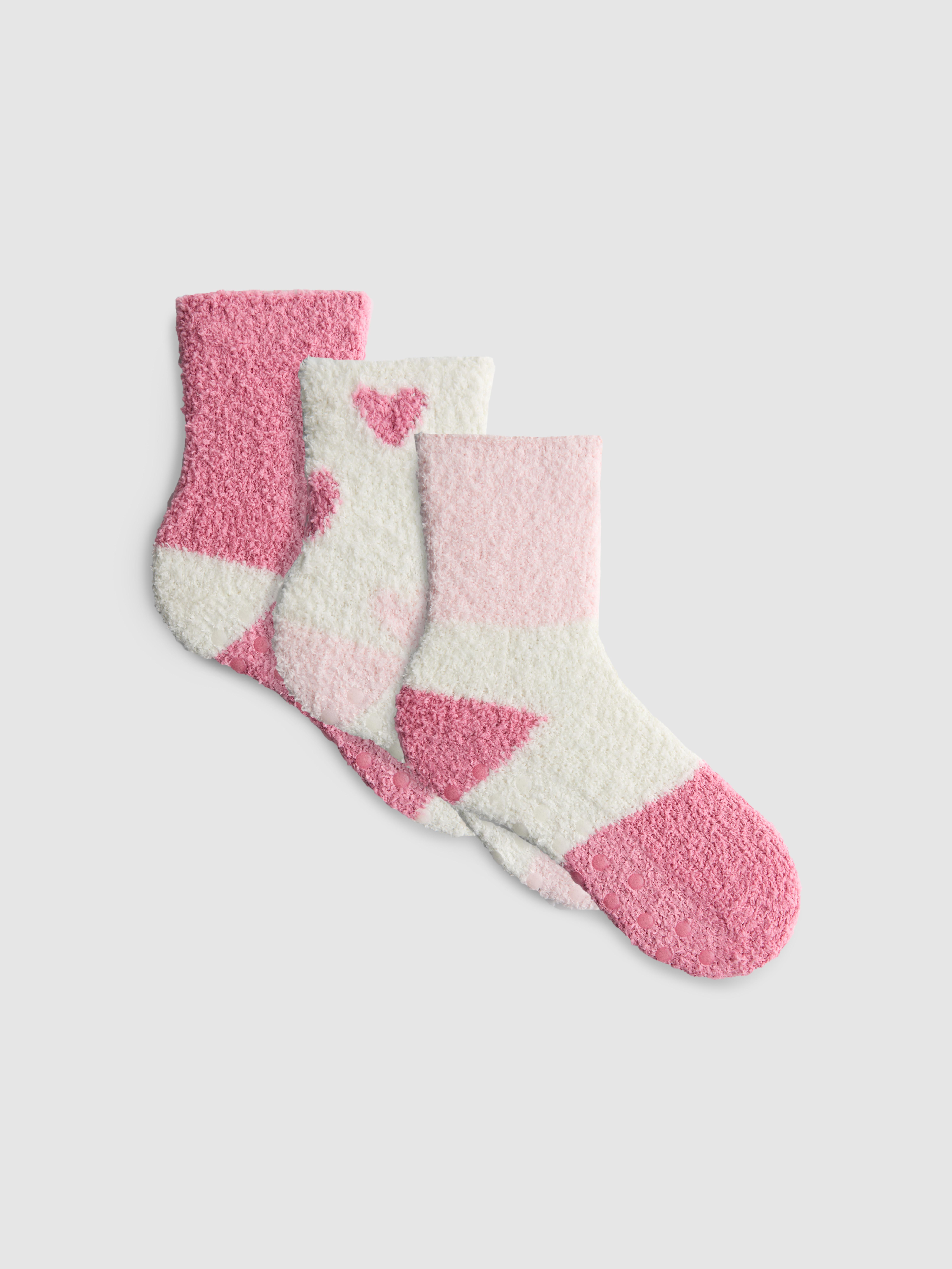 3pk Grip-Sole Cozy Socks
