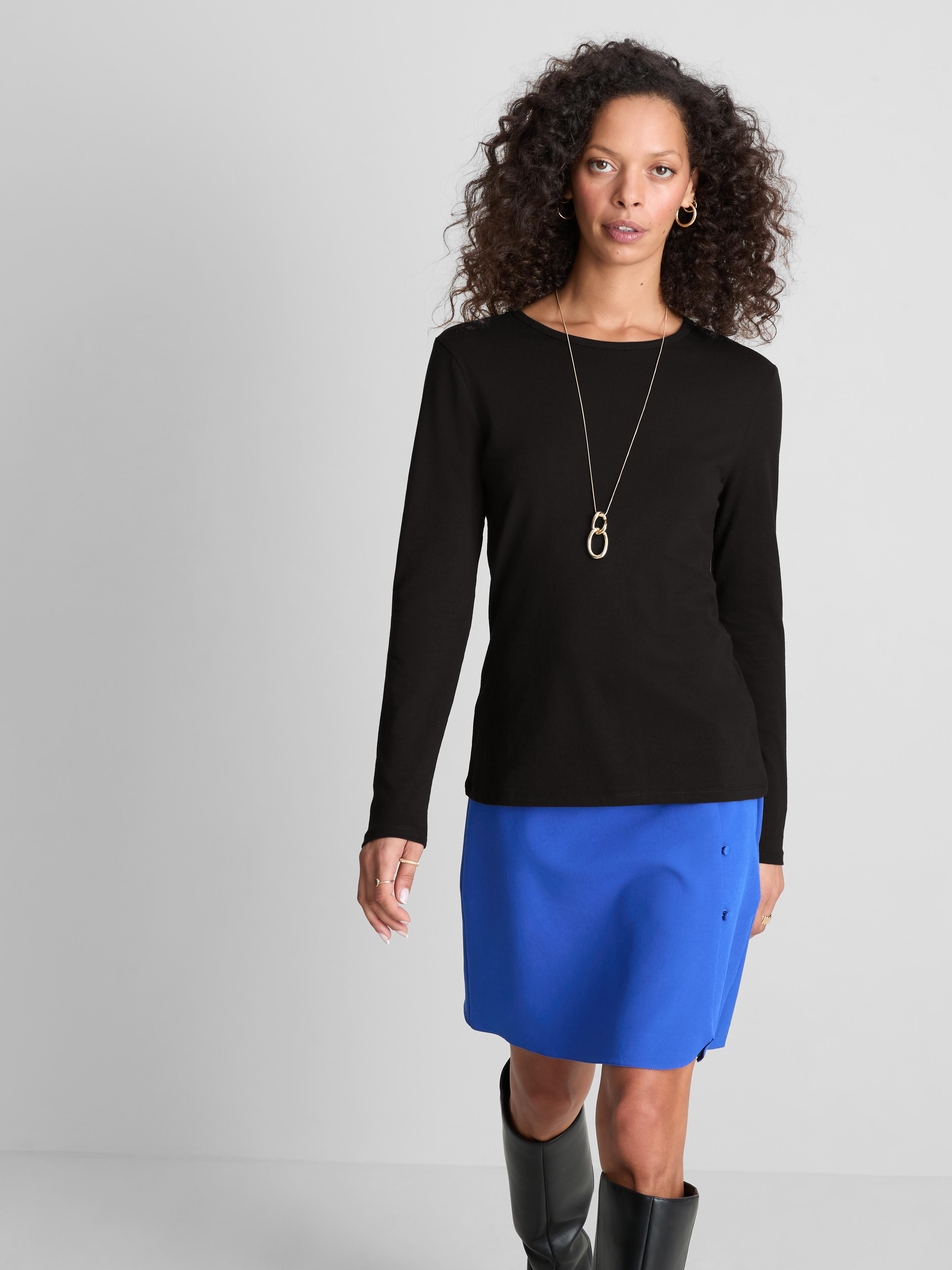 Cotton Rich Long Sleeve Crew Neck Top