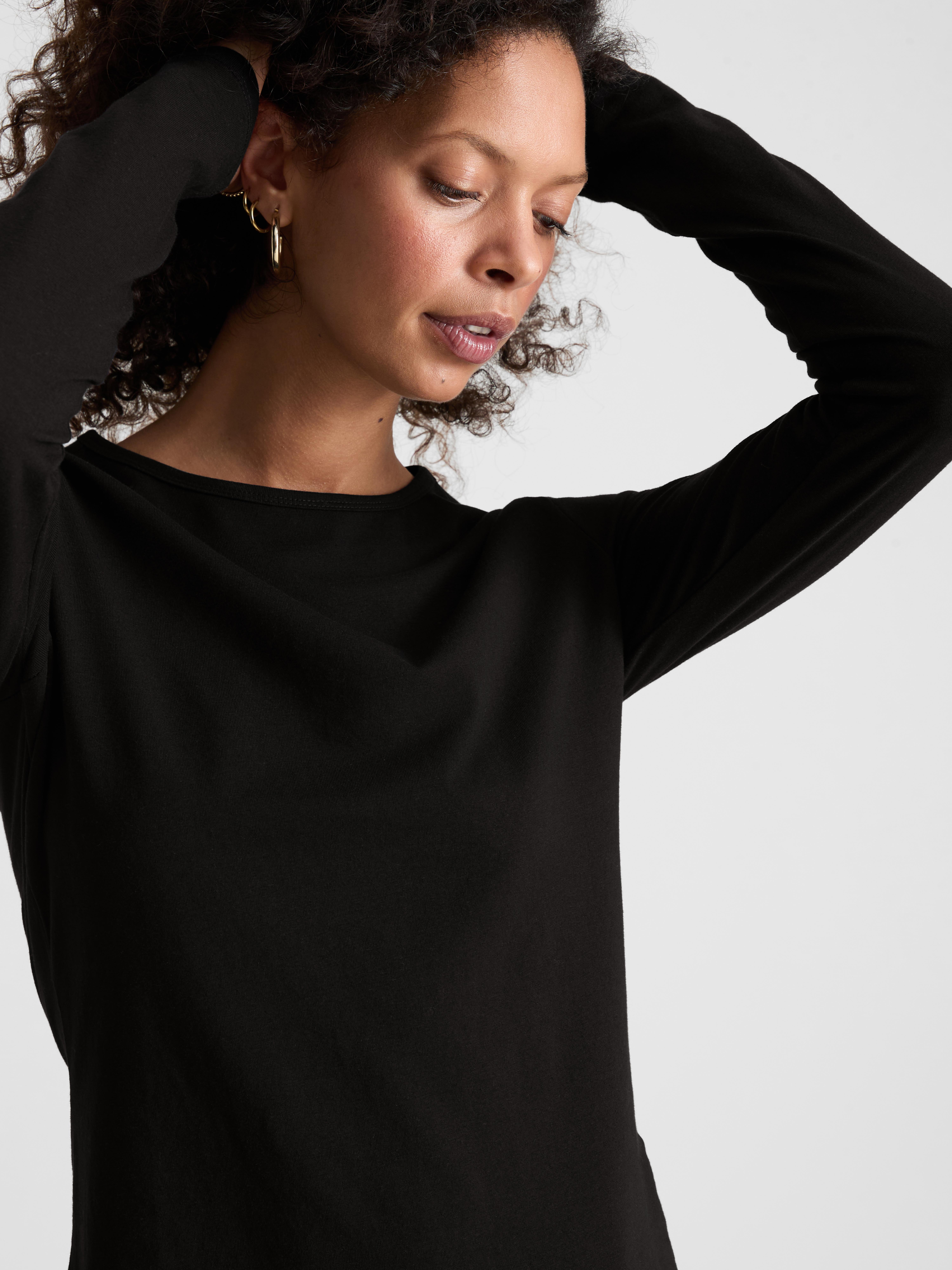 Cotton Rich Long Sleeve Crew Neck Top