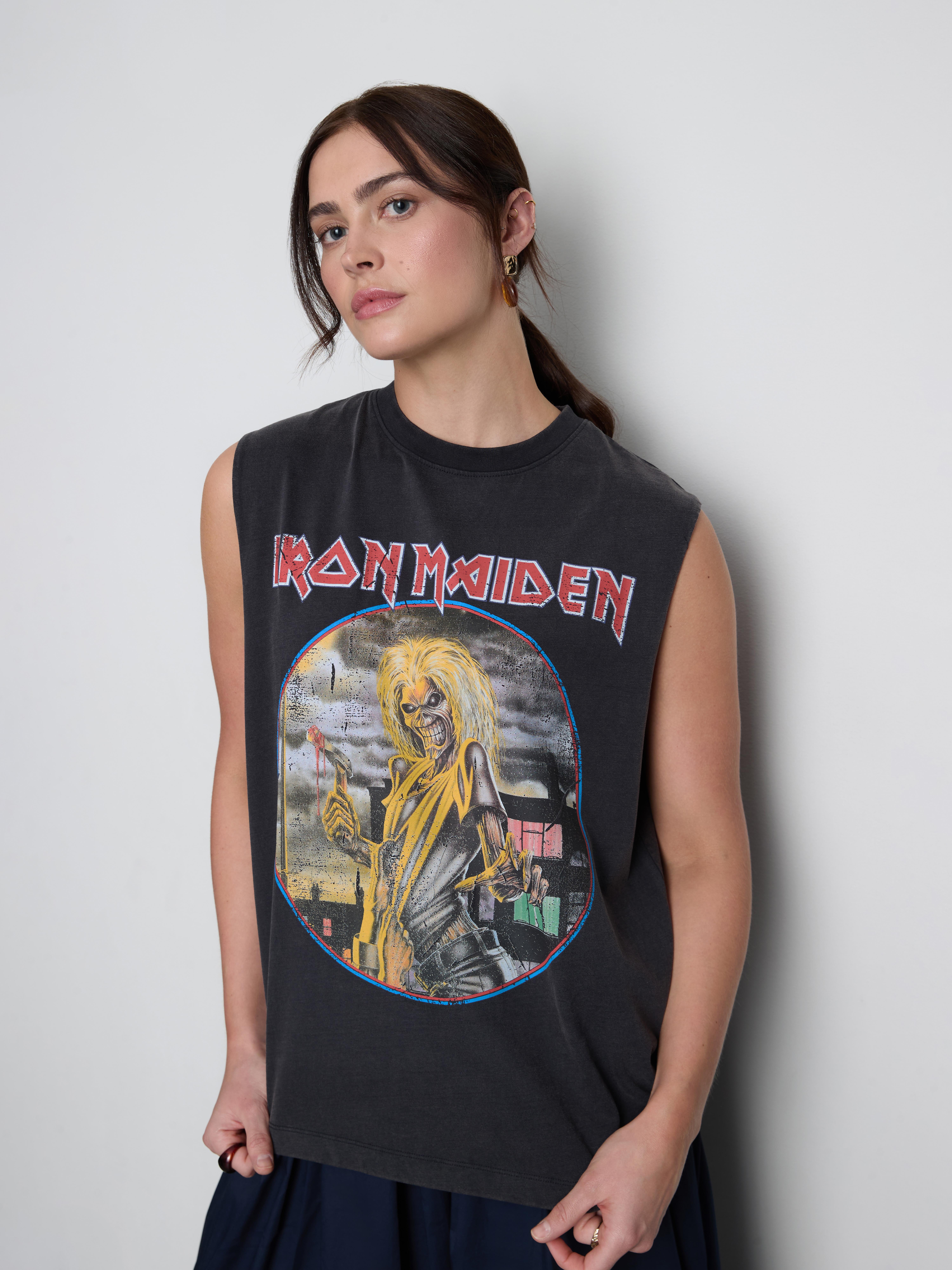 Baumwoll-Tanktop mit „Iron Maiden“ Grafik