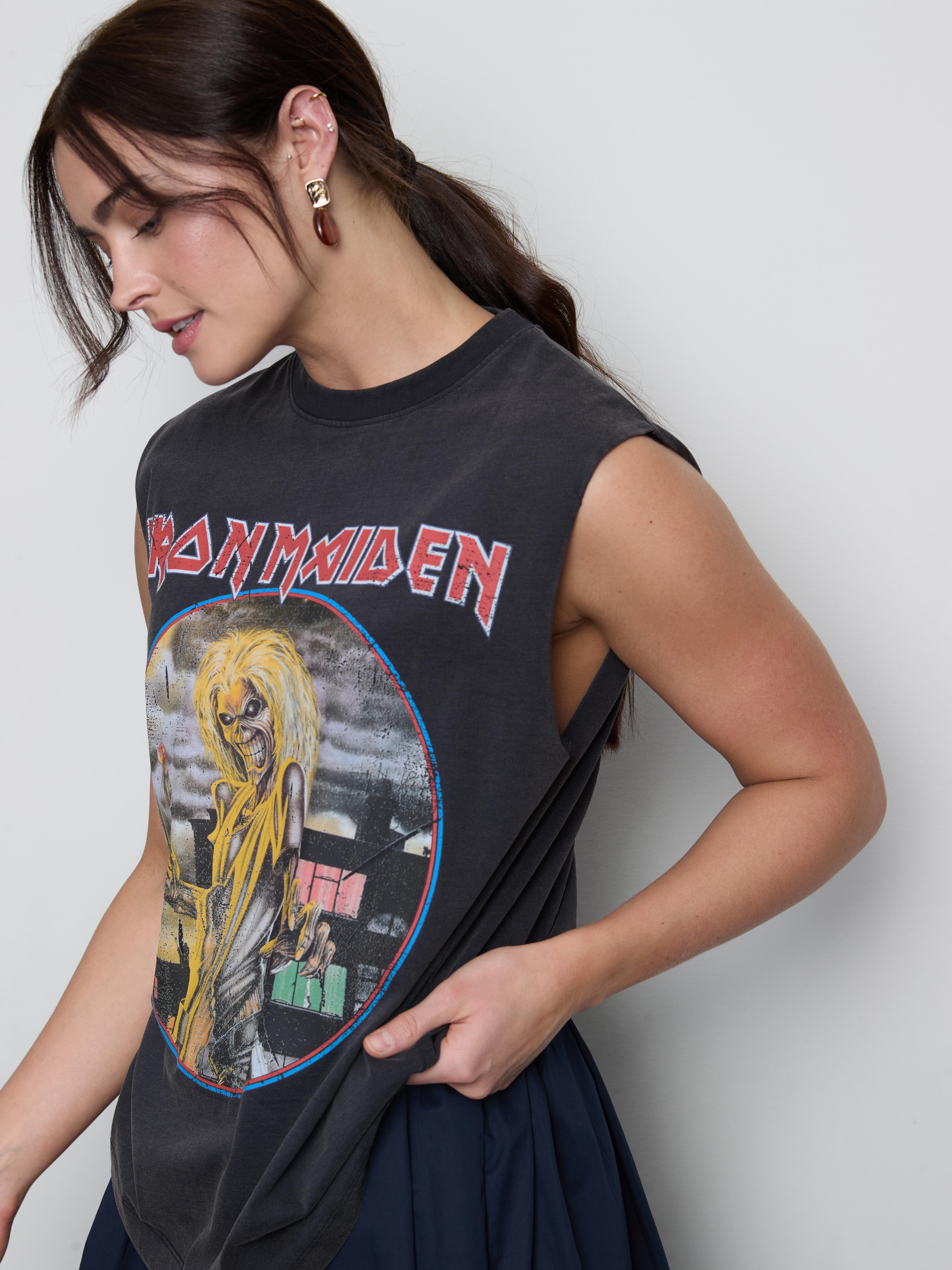 Baumwoll-Tanktop mit „Iron Maiden“ Grafik