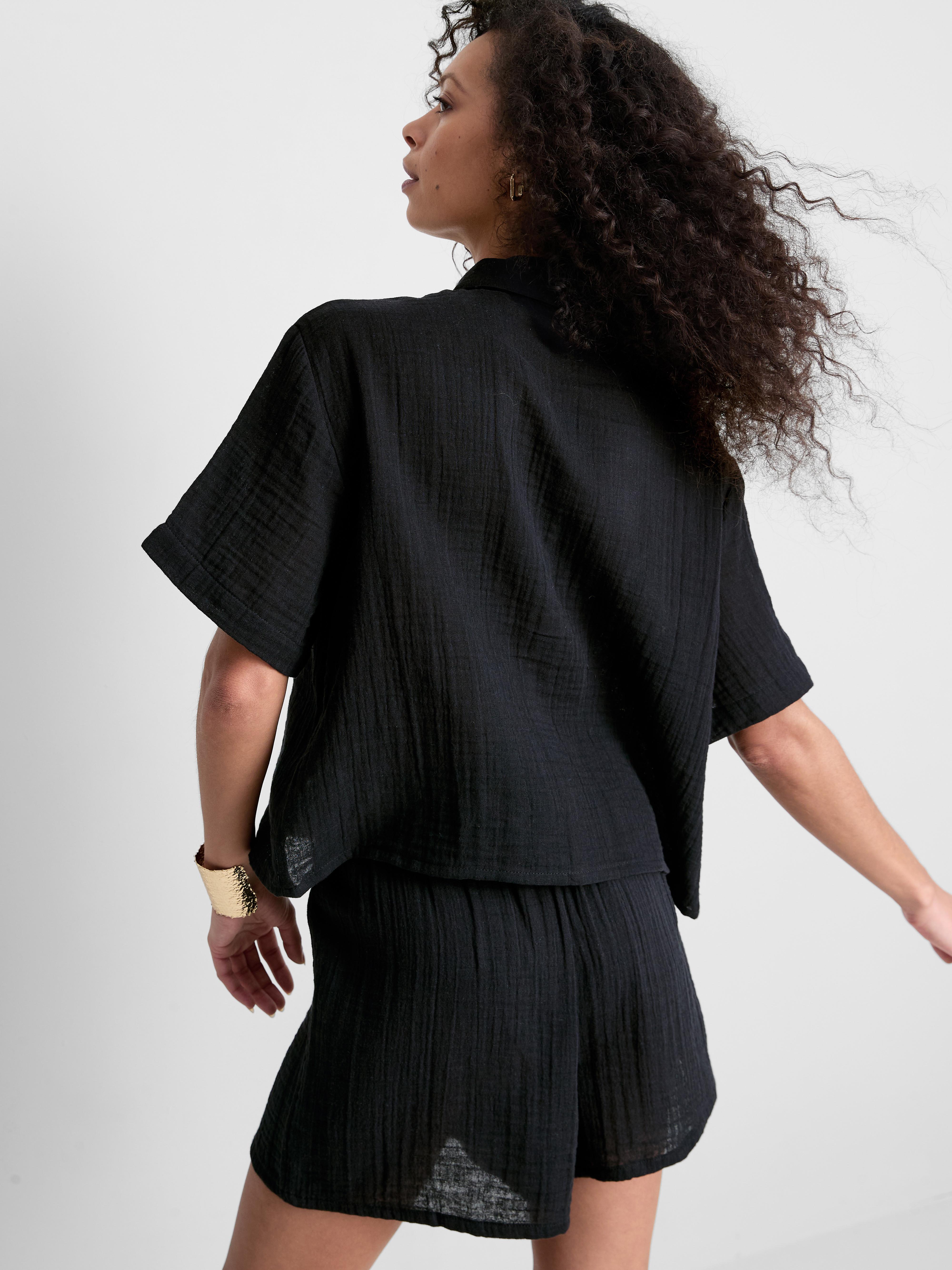 Cropped Palm Tree Beach Shirt