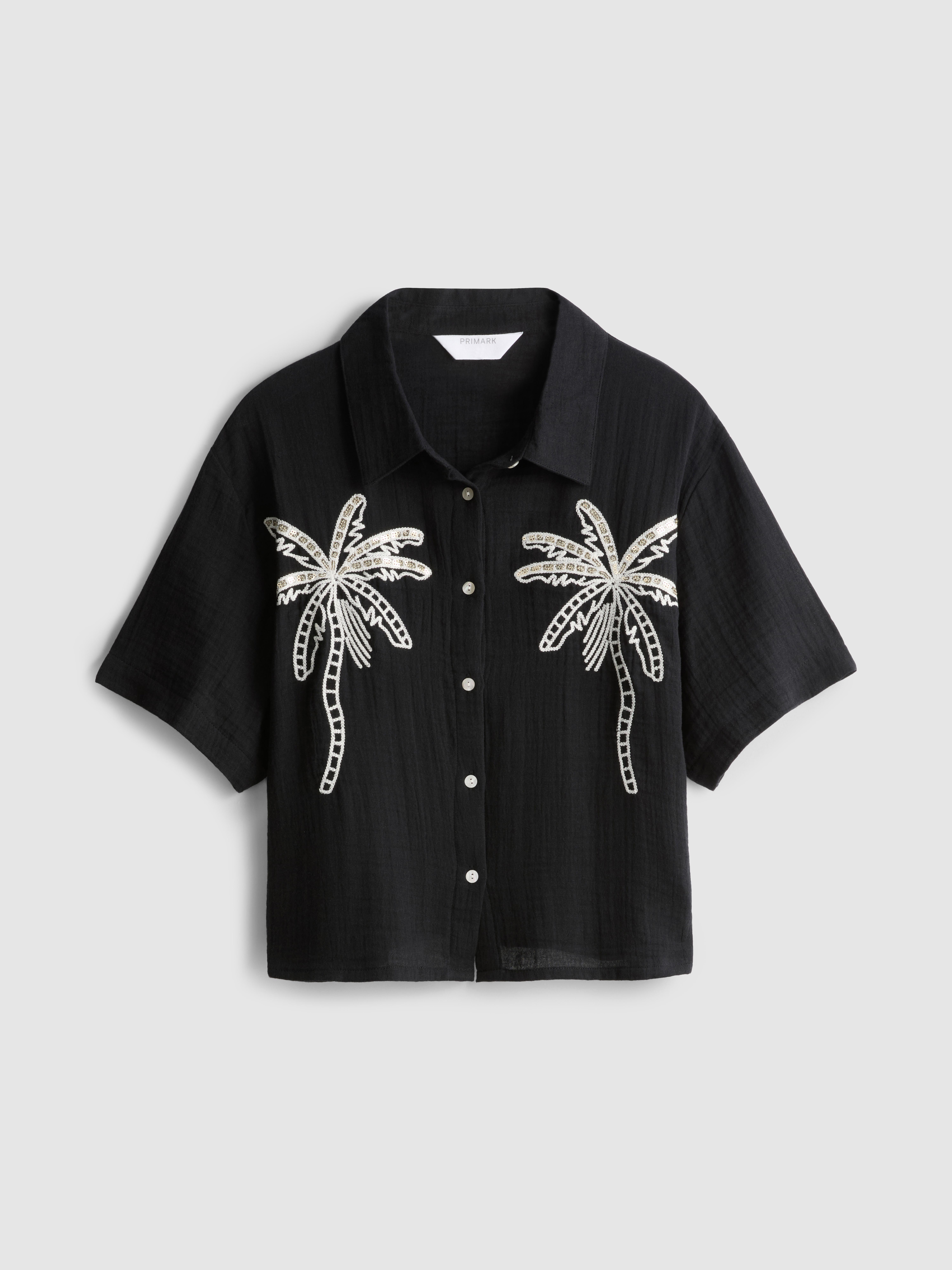 Cropped Palm Tree Beach Shirt