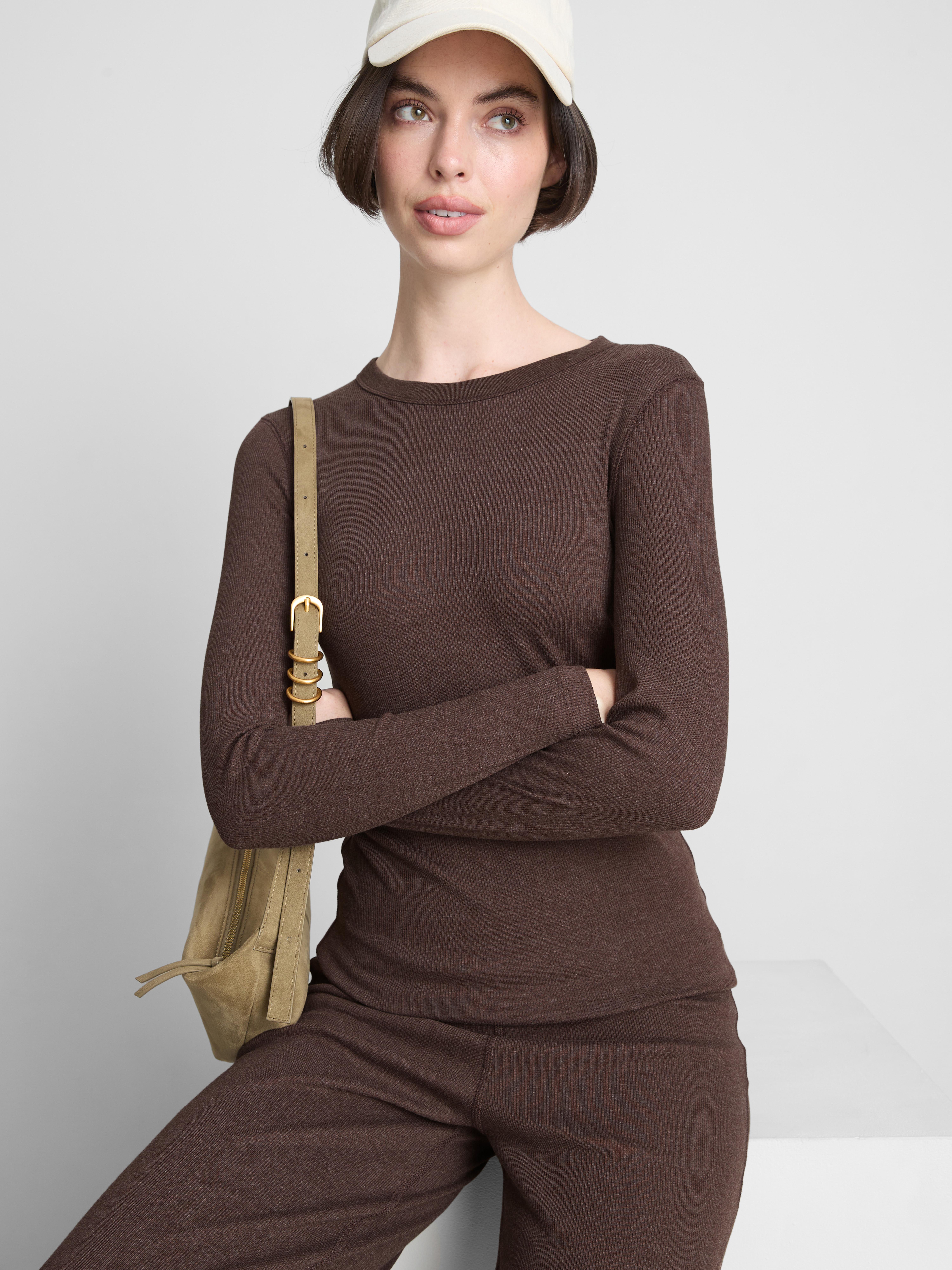 Cotton Rich Ribbed Long Sleeve Top