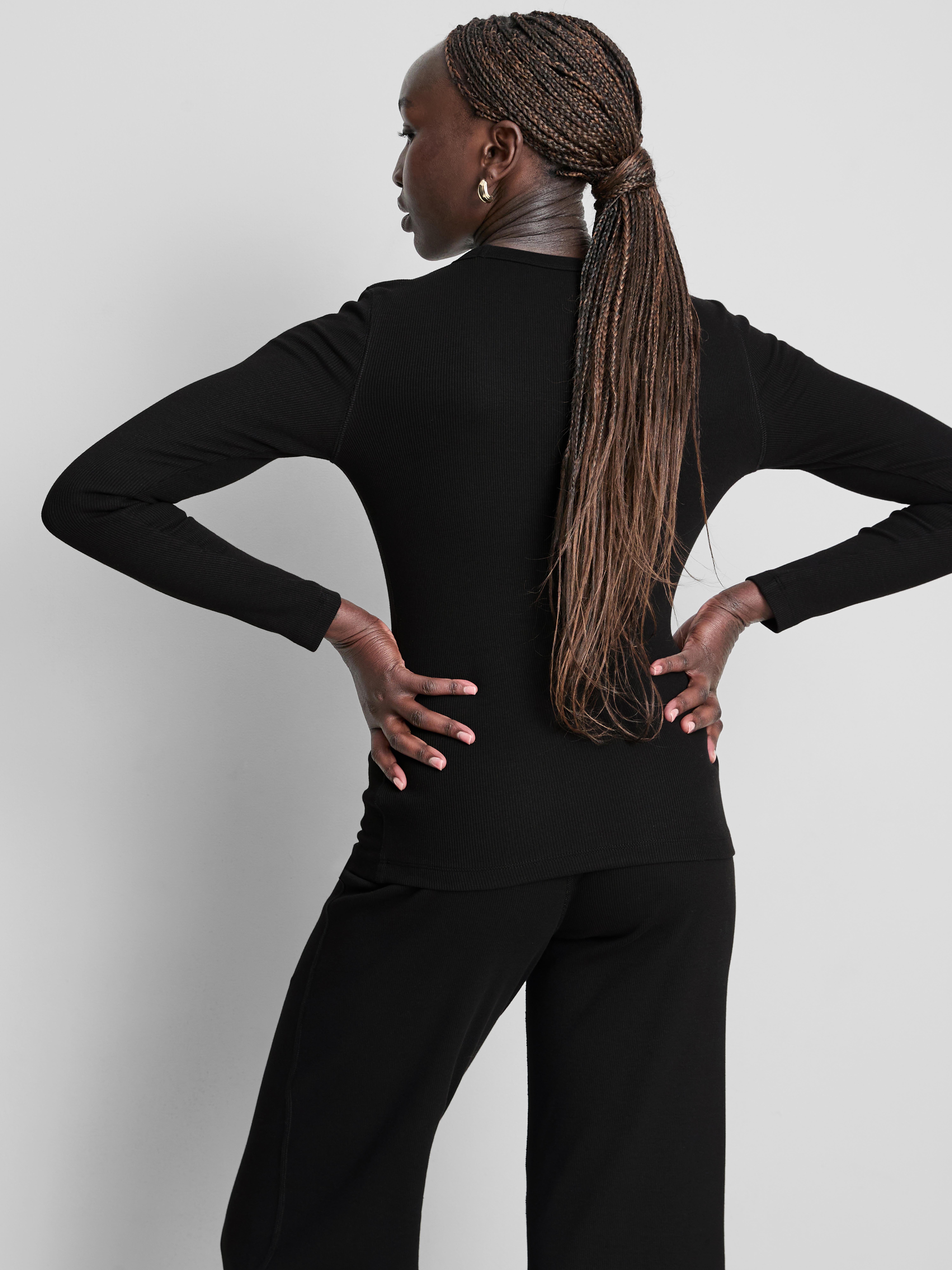 Cotton Rich Ribbed Long Sleeve Top