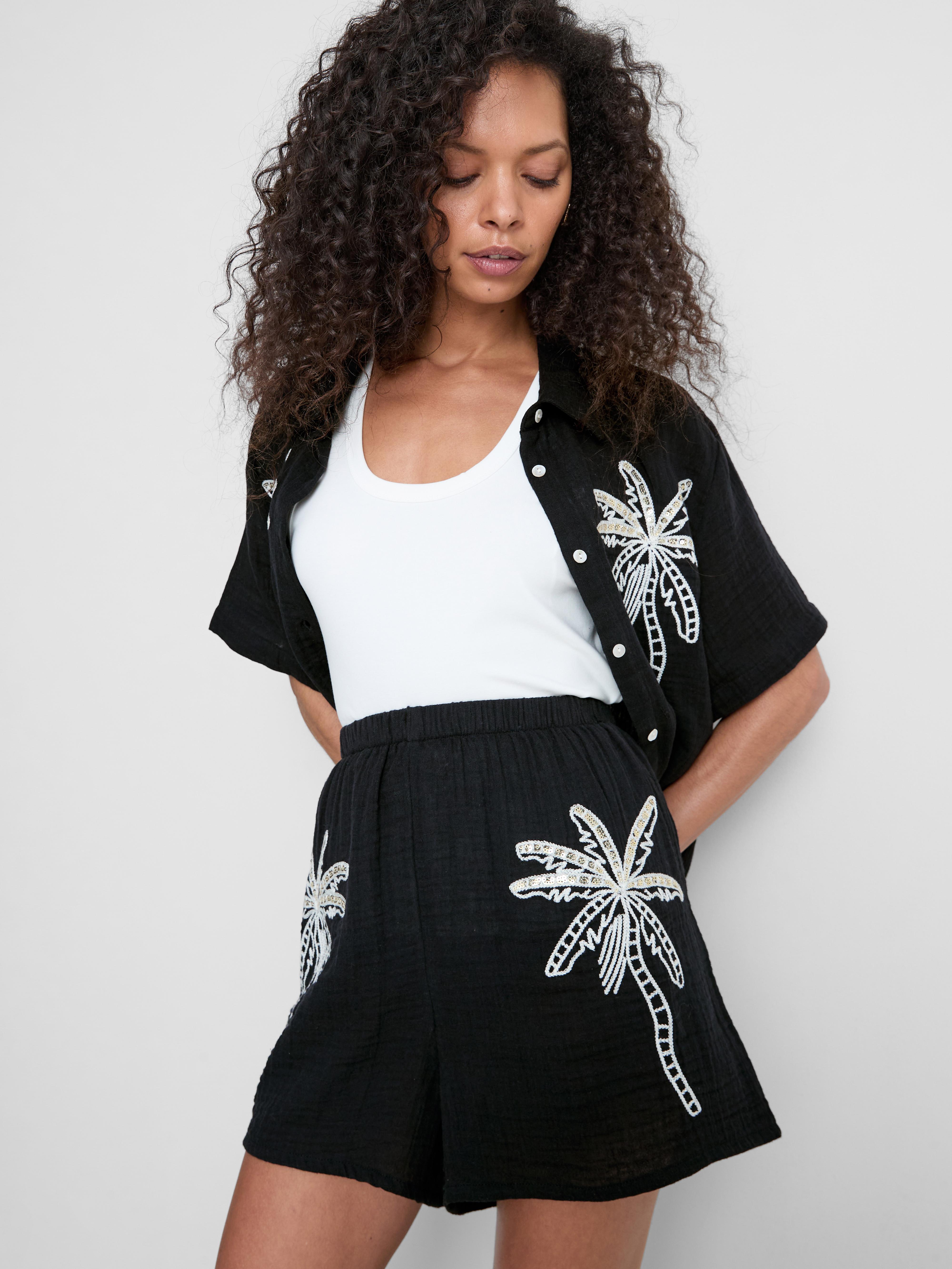 Cotton Palm Tree Beach Shorts