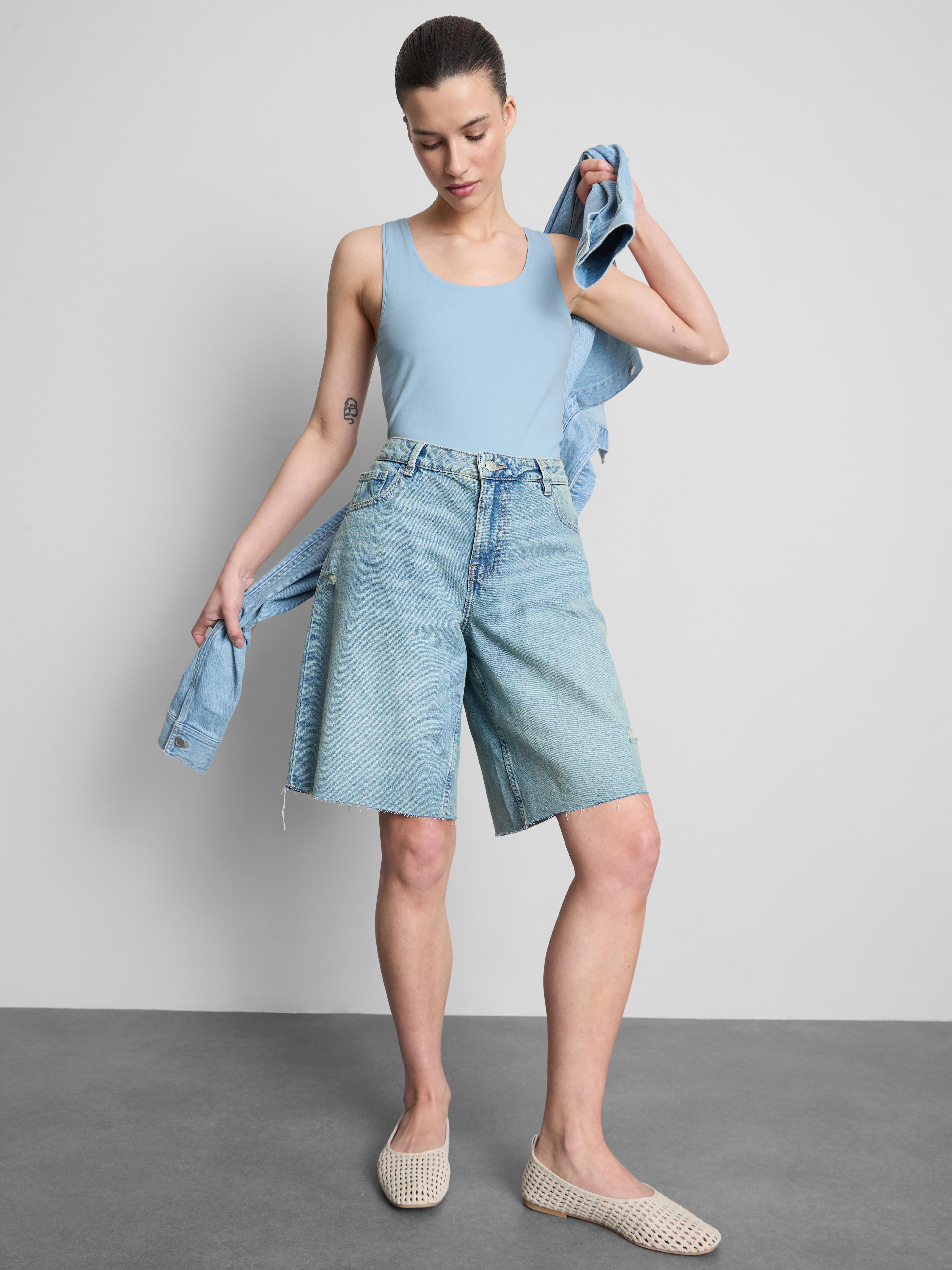 Cotton Rich Stretch Tank Light Blue