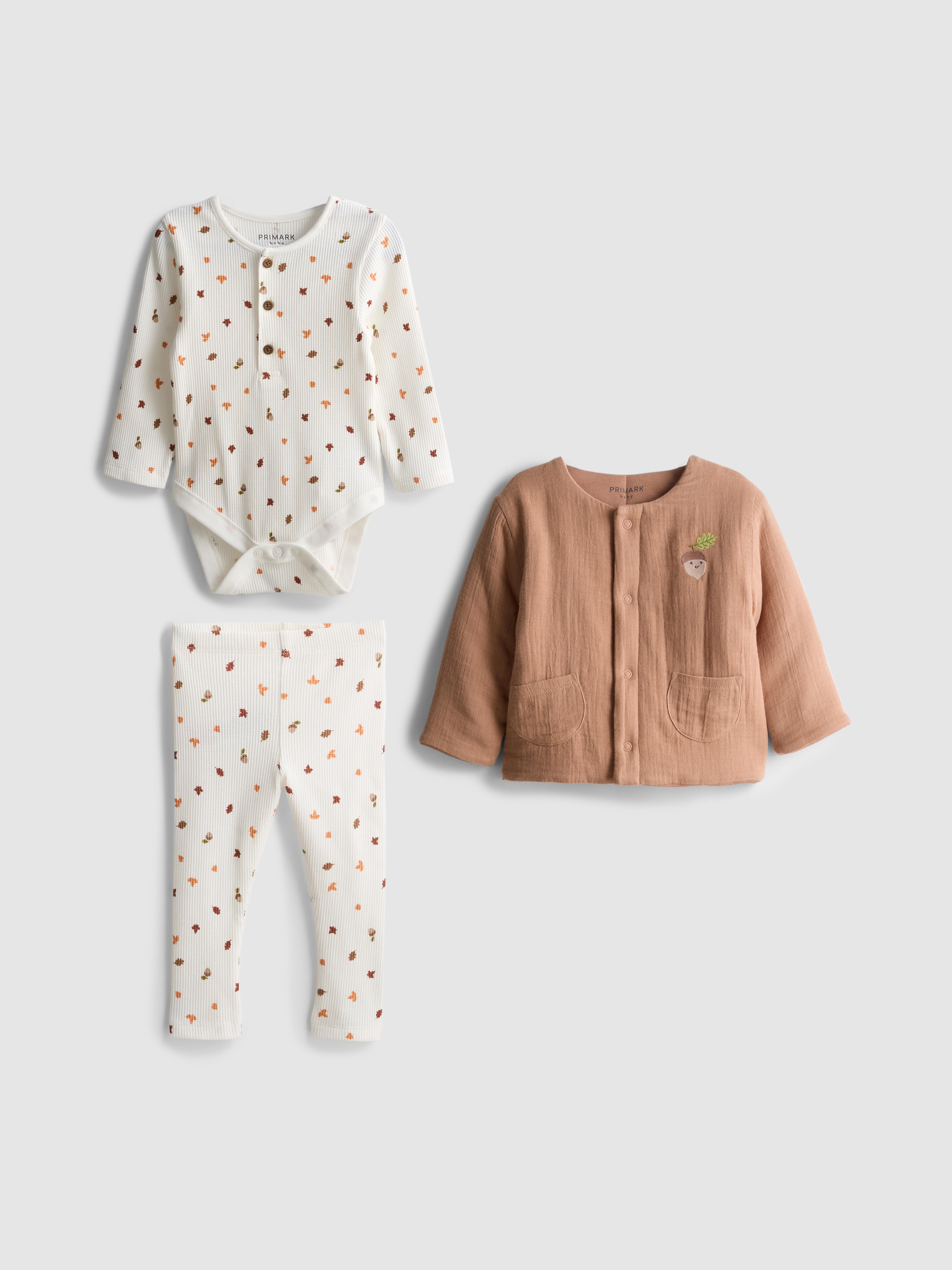 0-18mths | Acorn Graphic Bodysuit, Leggings, and Jacket Set
